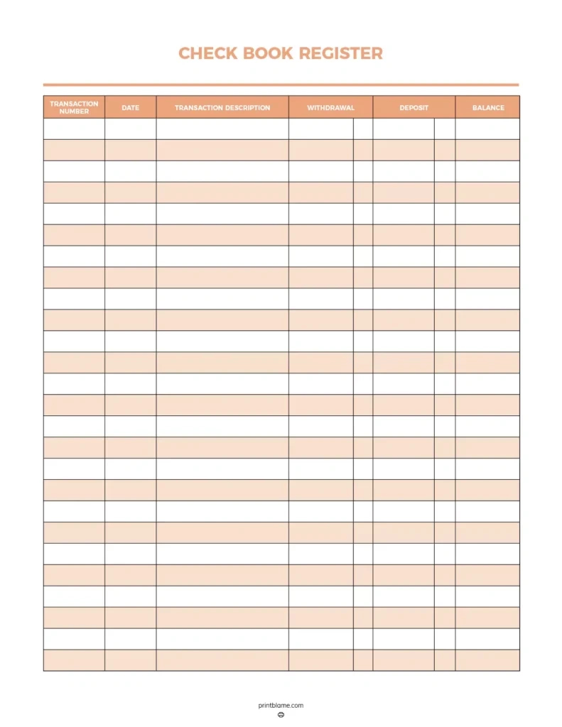 Free Printable Check Registers - 28 Checkbook Ledger Pdfs pertaining to Free Printable Check Register With Running Balance