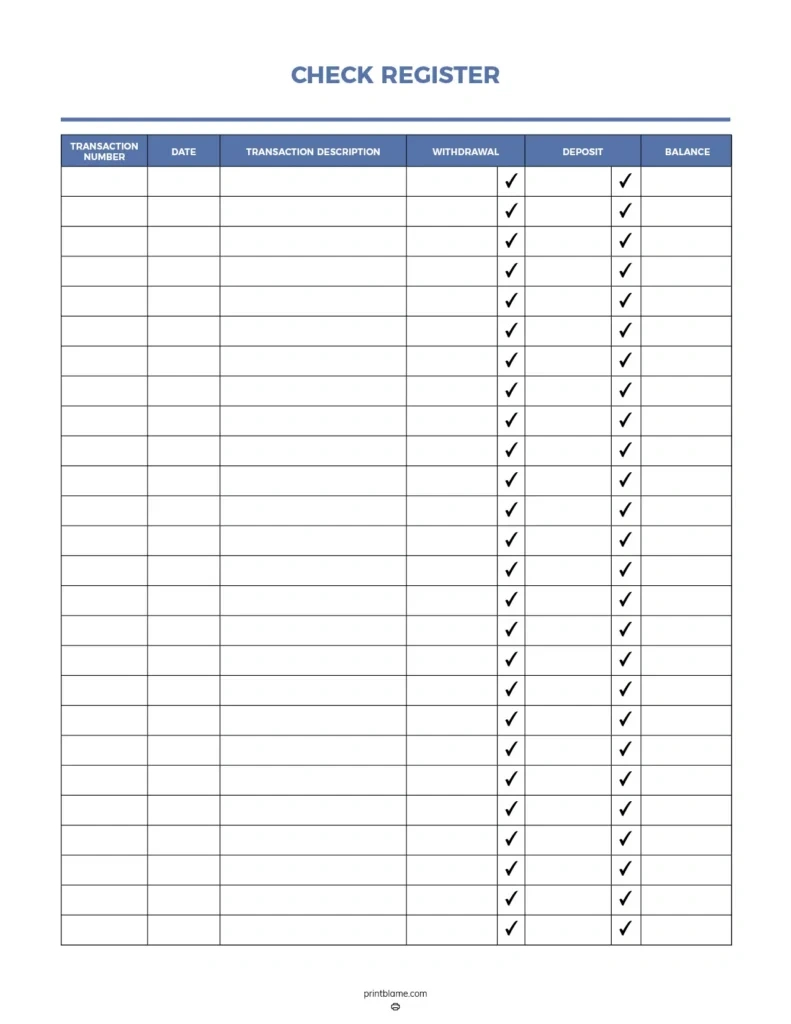 Free Printable Check Registers - 28 Checkbook Ledger Pdfs with regard to Free Printable Check Register