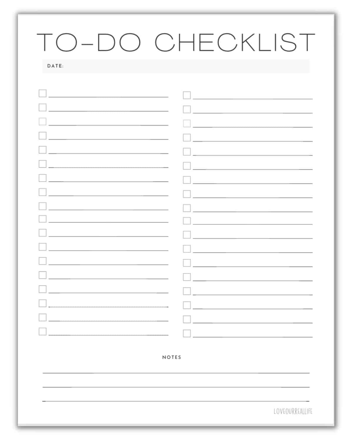Free Printable Checklist Templates - To Do Lists To Download for Free Printable Checklist