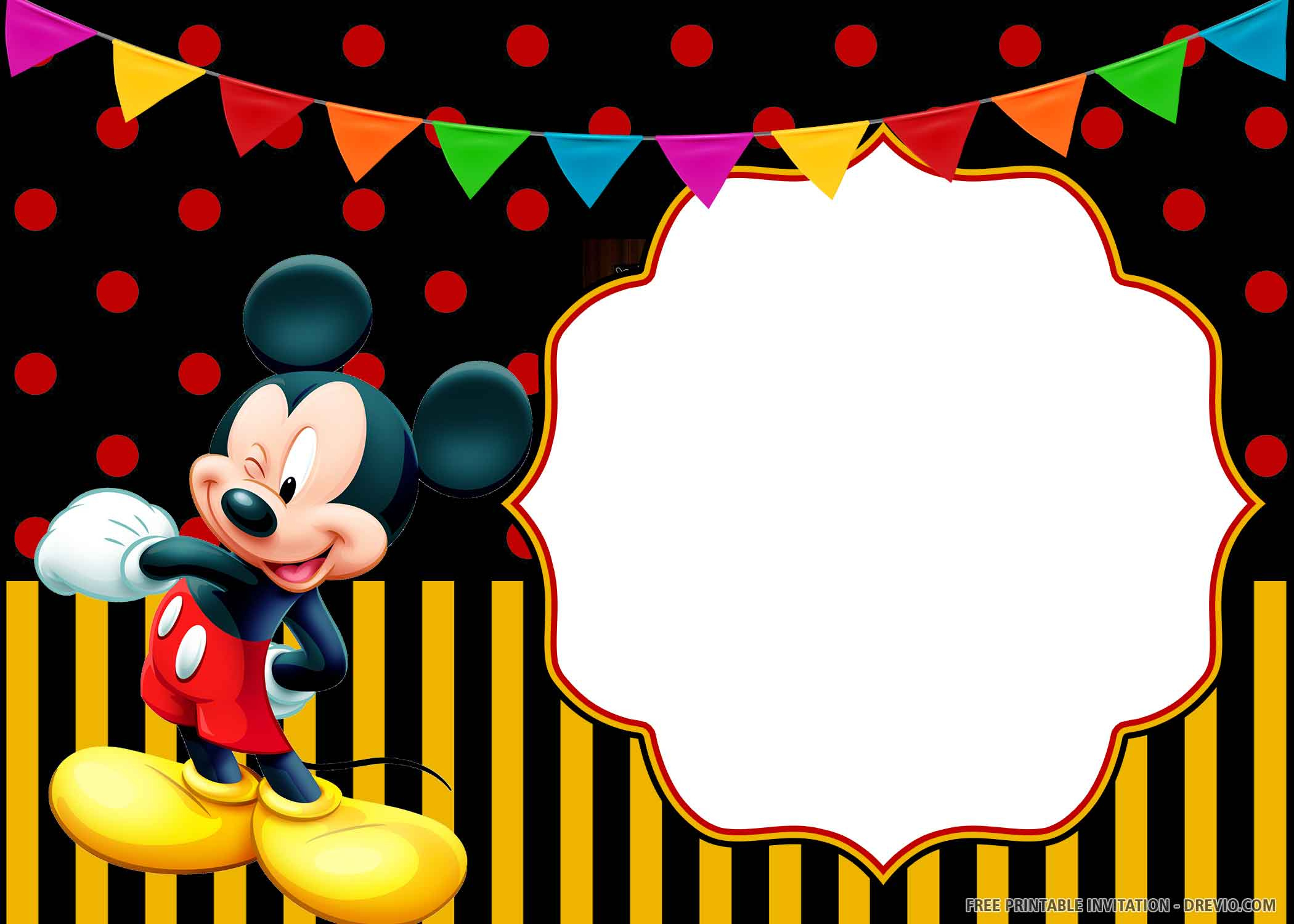 Free Printable) – Cheerful Mickey Mouse Birthday Invitation with regard to Free Printable Mickey Mouse Birthday Invitations