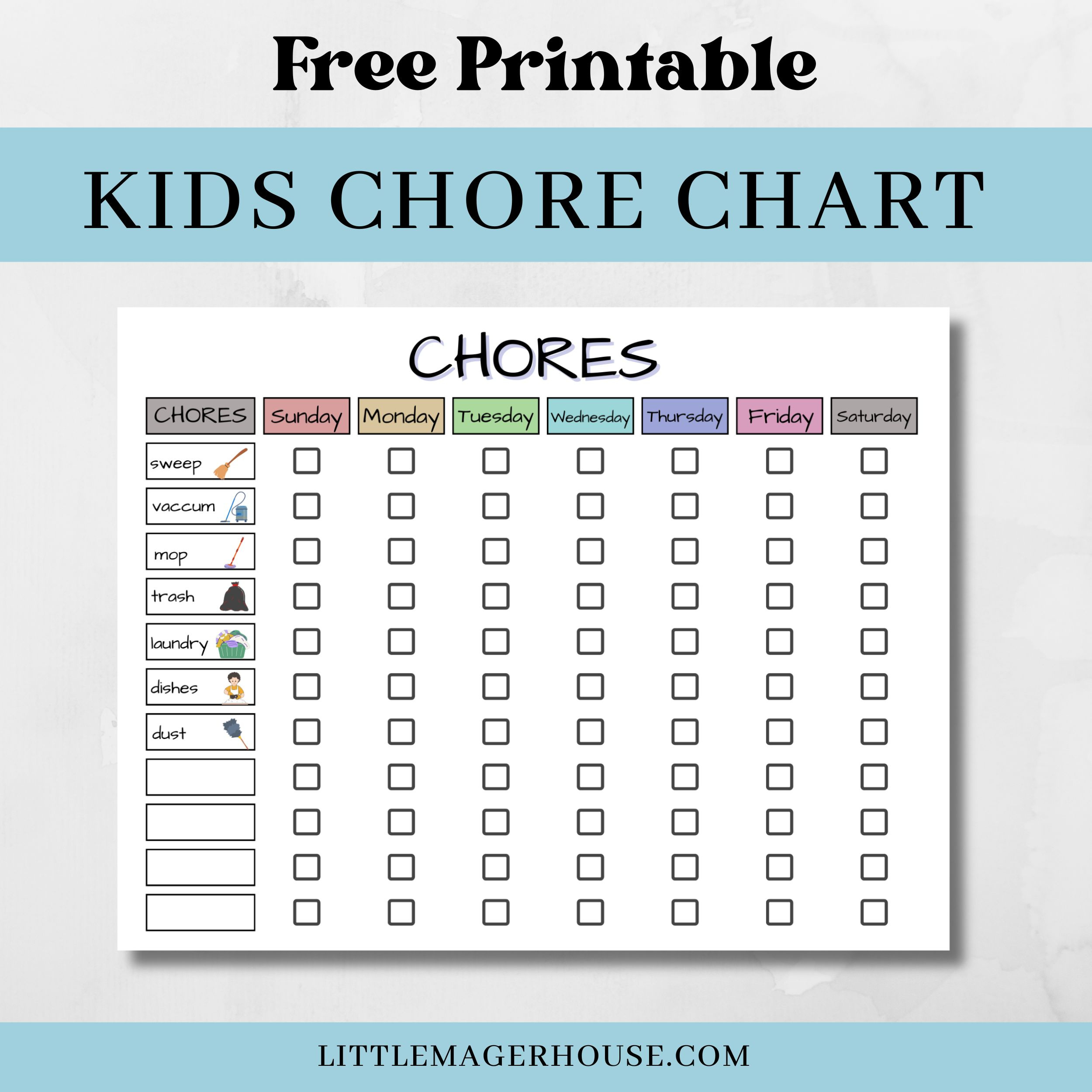 Free Printable Chore Chart For Kids With Pictures - Little Mager throughout Free Printable Charts For Kids