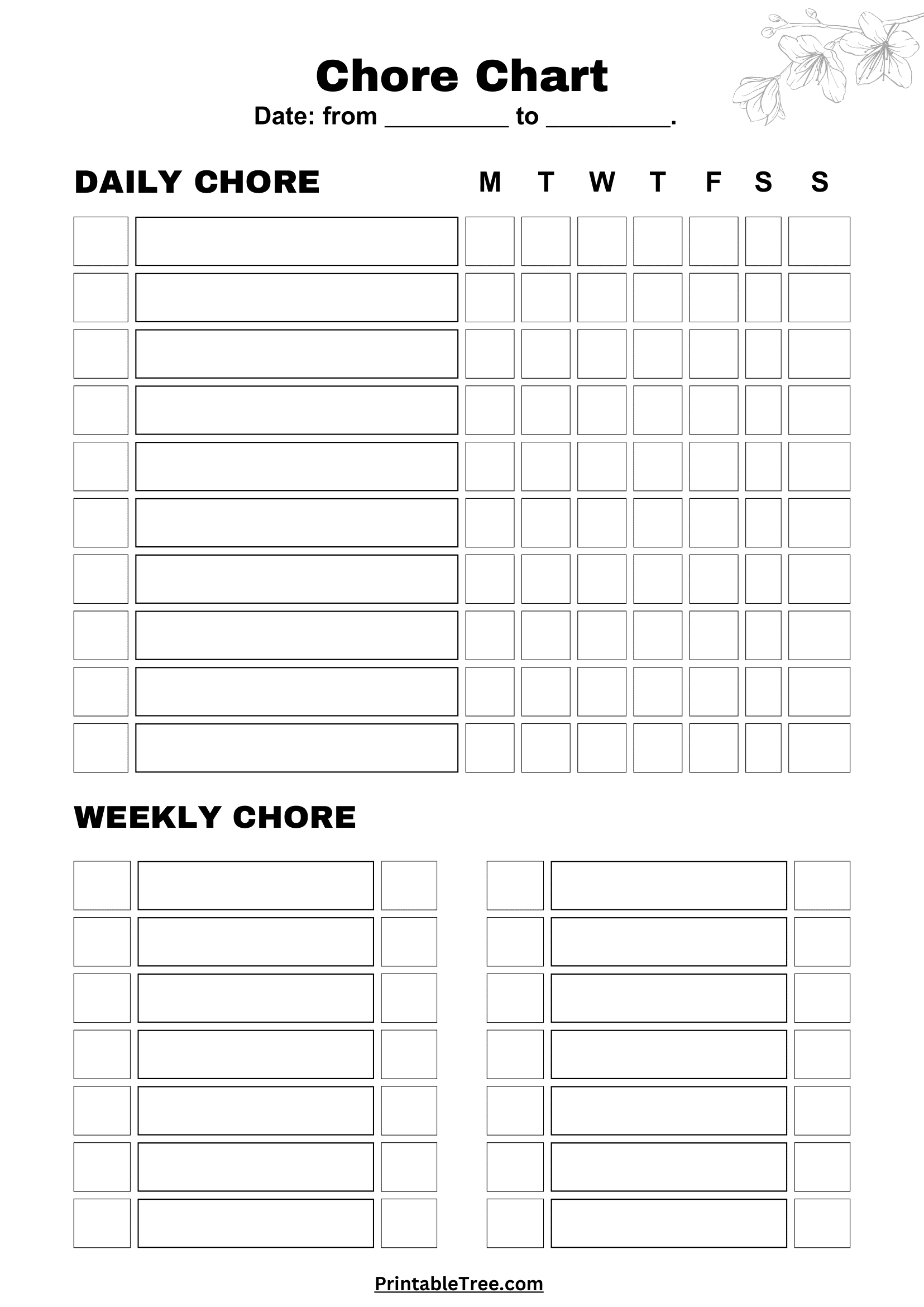 Free Printable Chore Chart Pdf Template For Kids throughout Free Printable Charts