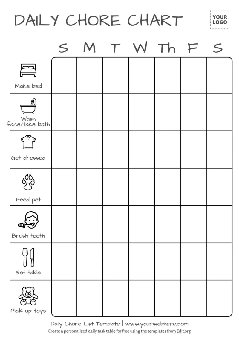 Free Printable Chore List Templates pertaining to Free Printable Pictures For Chore Charts