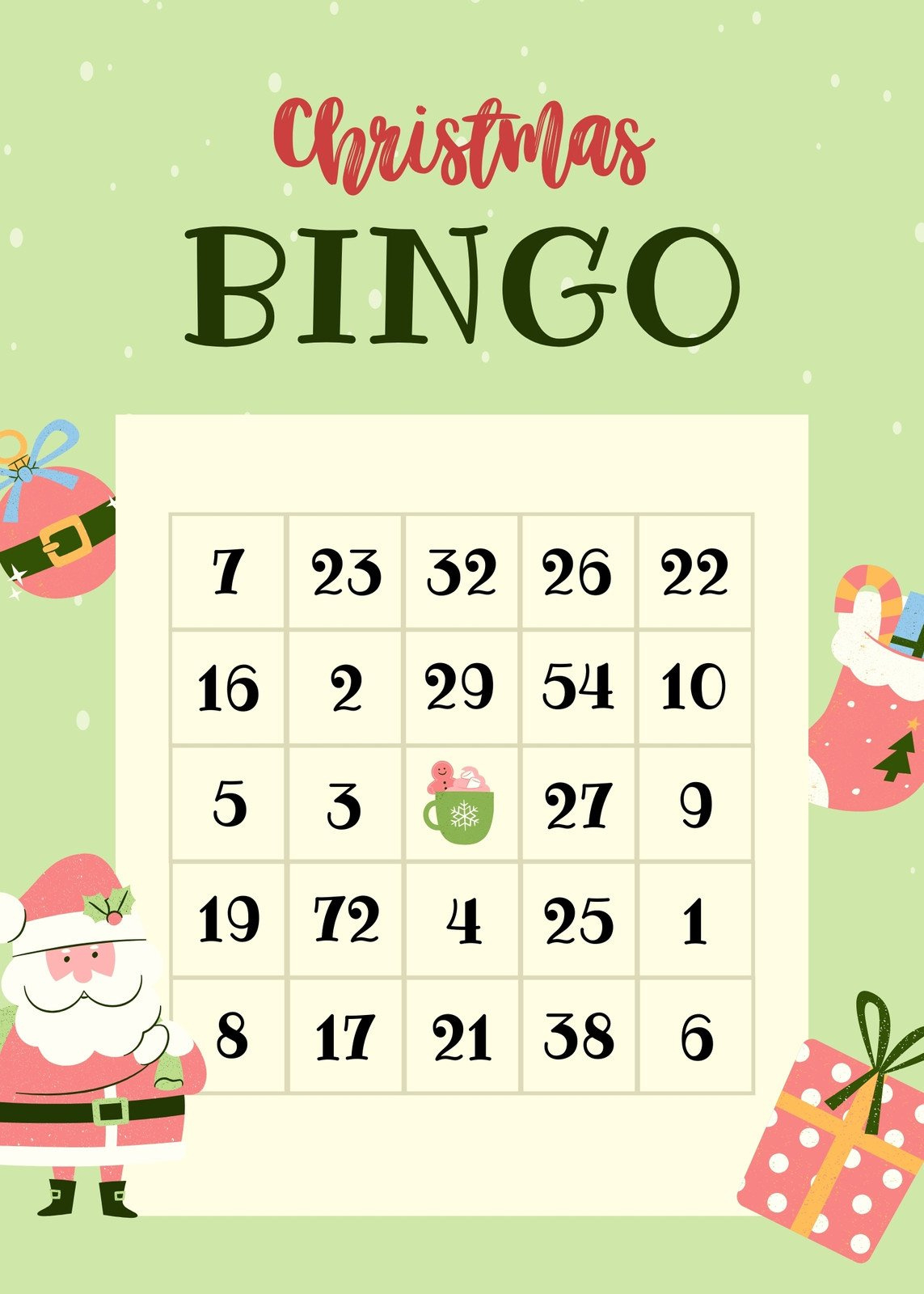 Free Printable Christmas Bingo Card Templates | Canva in Free Printable Christmas Bingo Cards