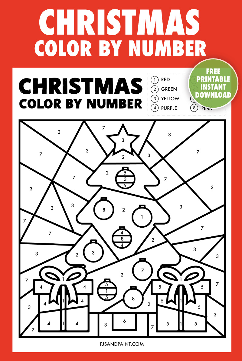 Free Printable Christmas Colornumber Worksheet - Pjs And Paint throughout Free Printable Christmas Color By Number Coloring Pages