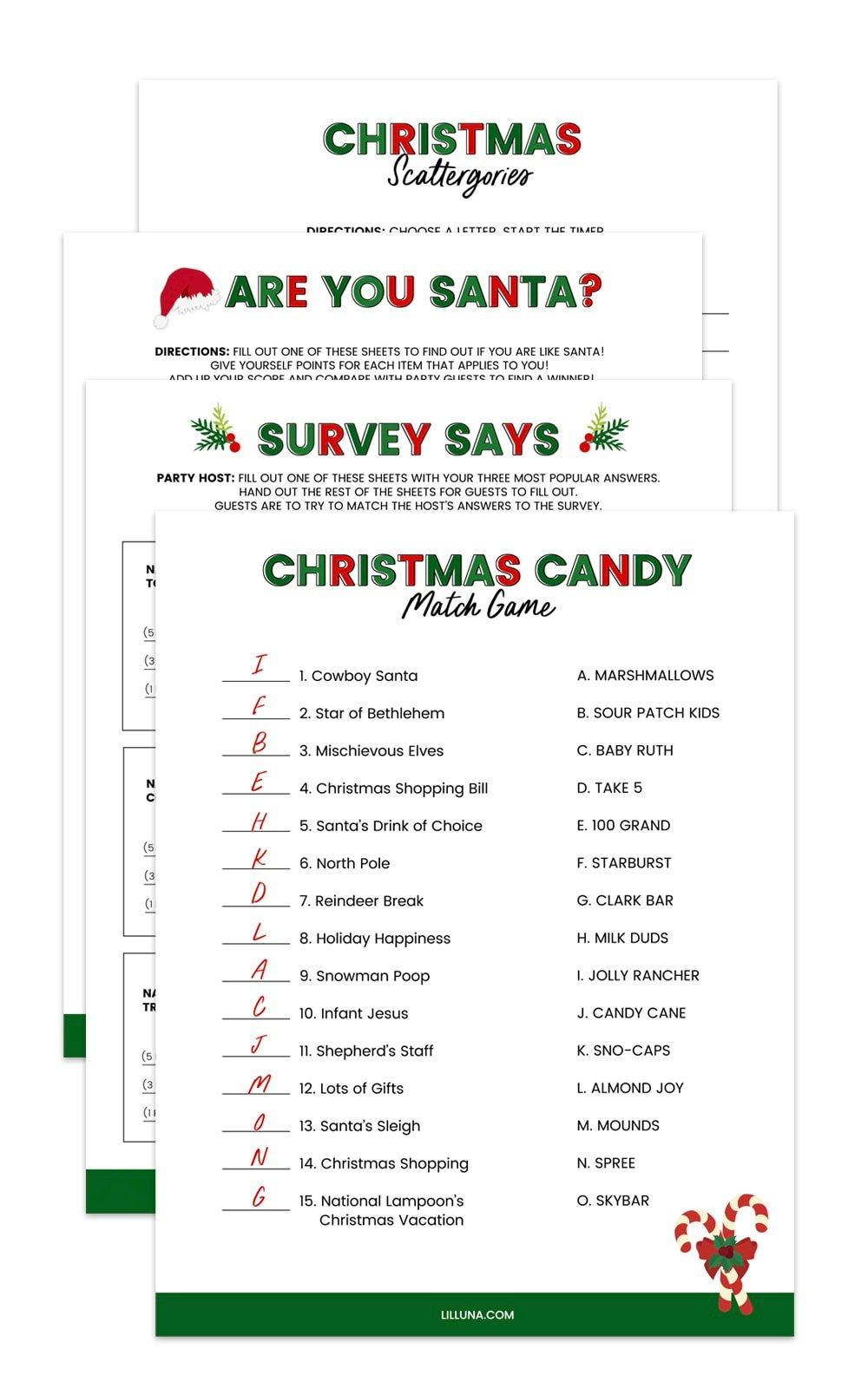 Free Printable Christmas Games {4 Freebies} | Lil' Luna for Free Printable Group Games