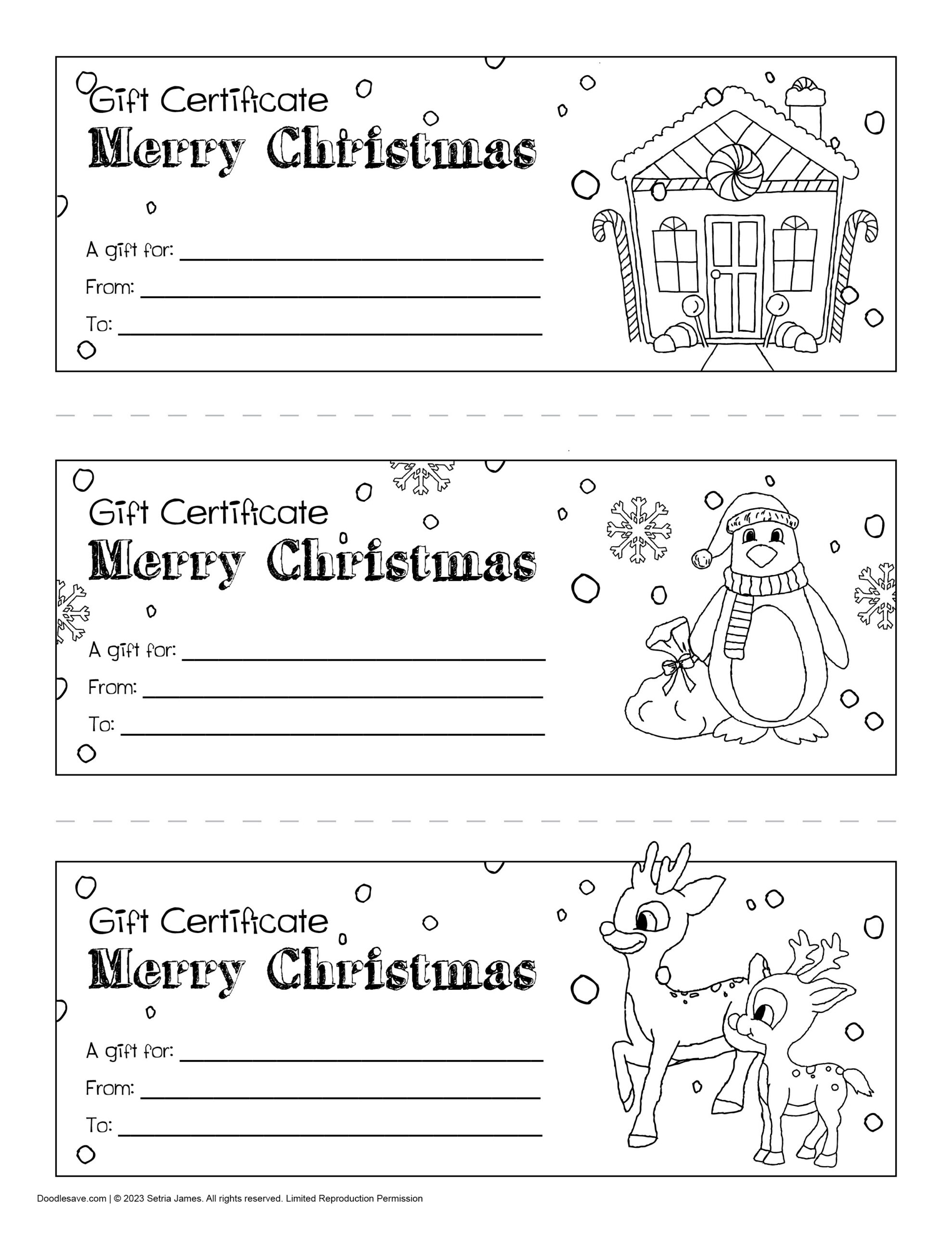 Free Printable Christmas Gift Certificate Colorable Holiday Gift regarding Free Printable Christmas Gift Cards