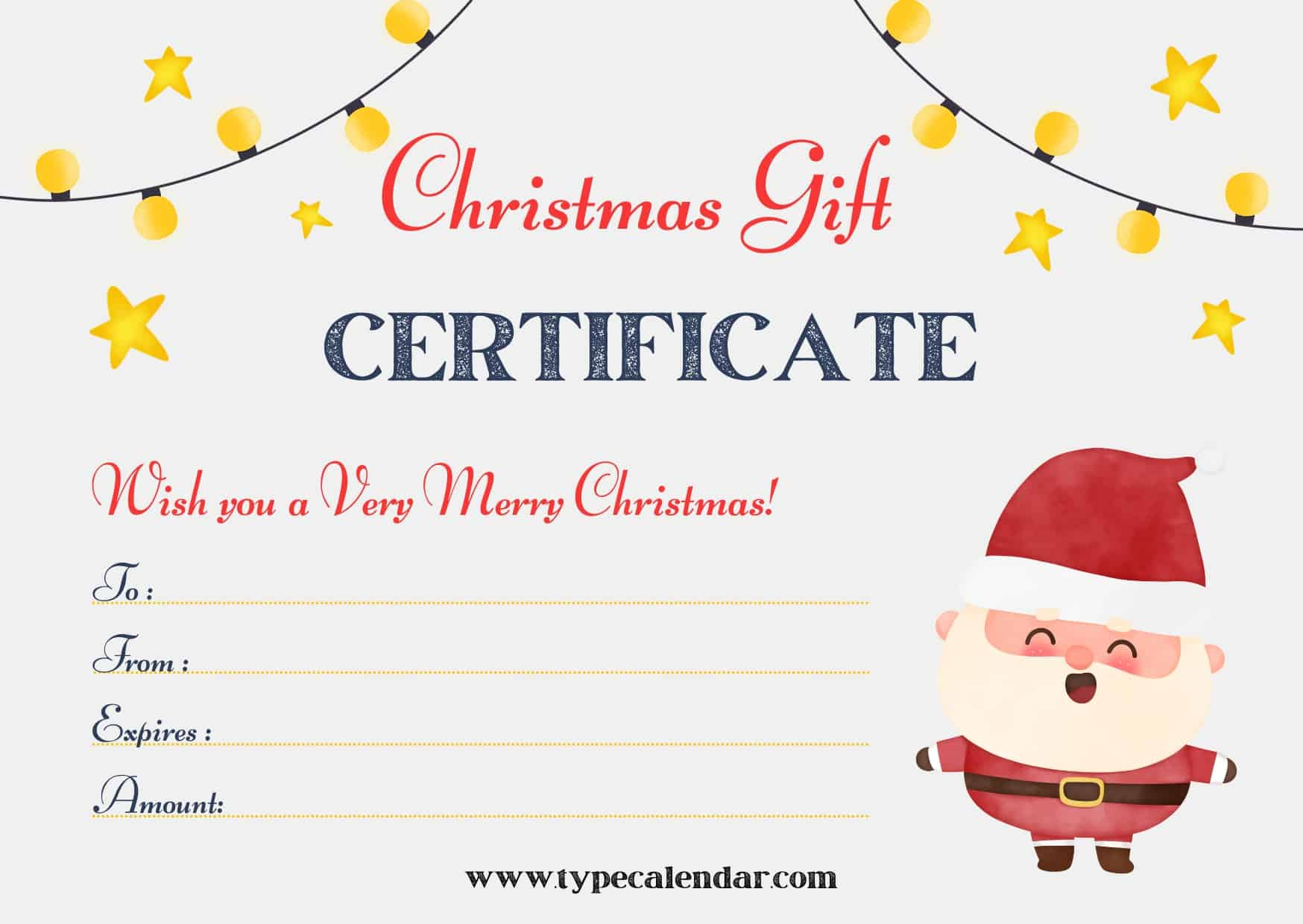 Free Printable Christmas Gift Certificate Templates [Pdf, Word] Blank with Free Printable Christmas Gift Voucher Templates