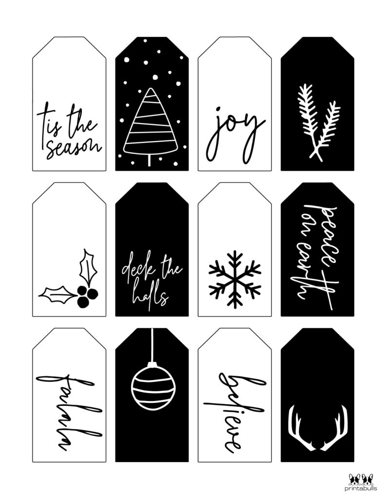 Free Printable Christmas Gift Tags | Printabulls with regard to Christmas Gift Tags Free Printable Black And White