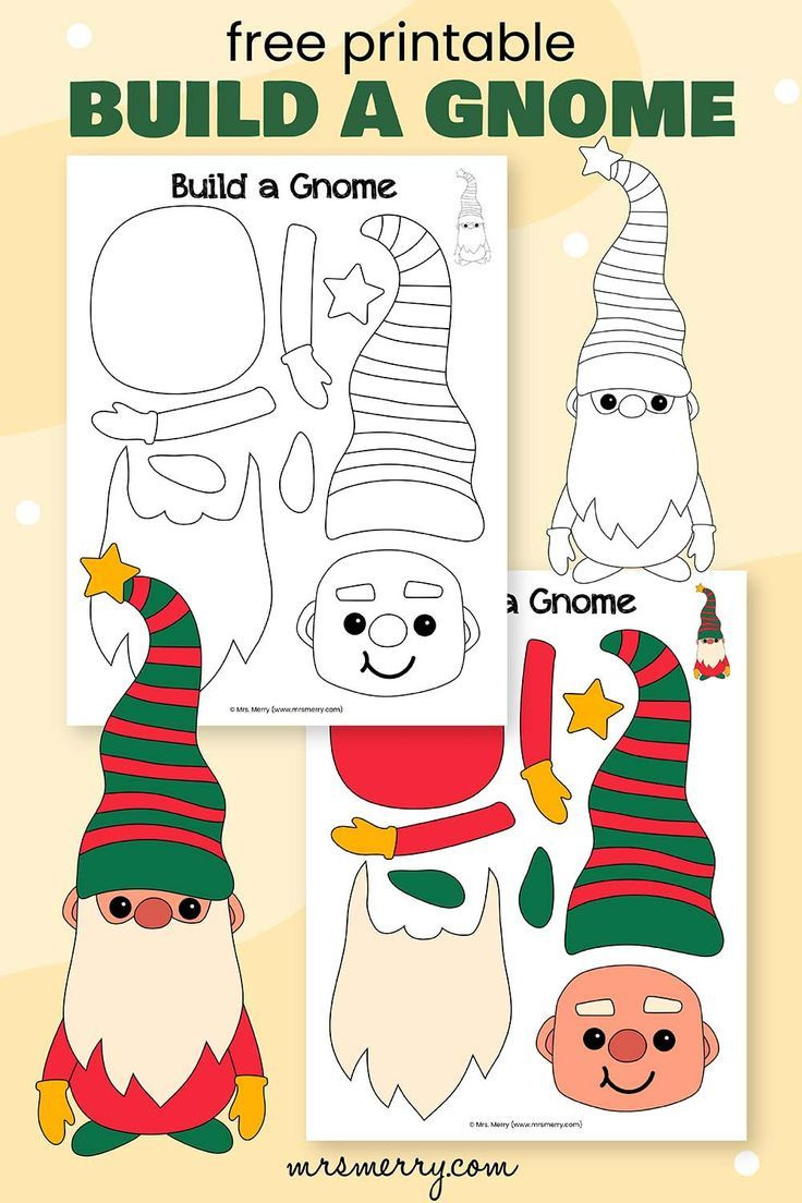 Free Printable Christmas Gnome Template with Free Printable Christmas Craft Templates