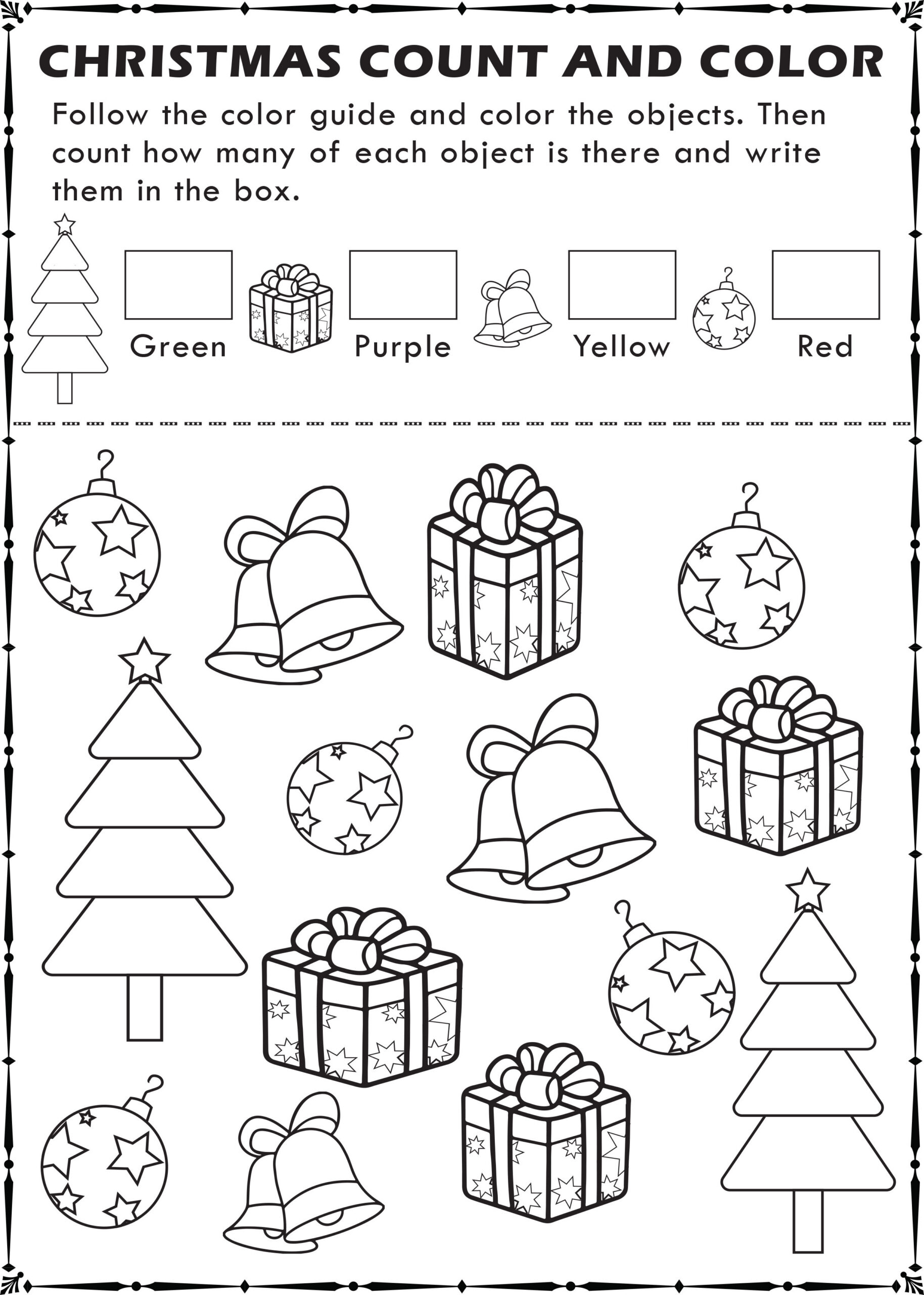 Free Printable: Christmas I Spy Count And Color Activity Page For throughout Christmas Fun Worksheets Printable Free