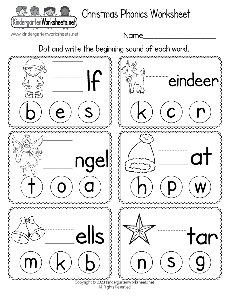 Free Printable Christmas Phonics Worksheet within Free Printable Christmas Worksheets For Kids