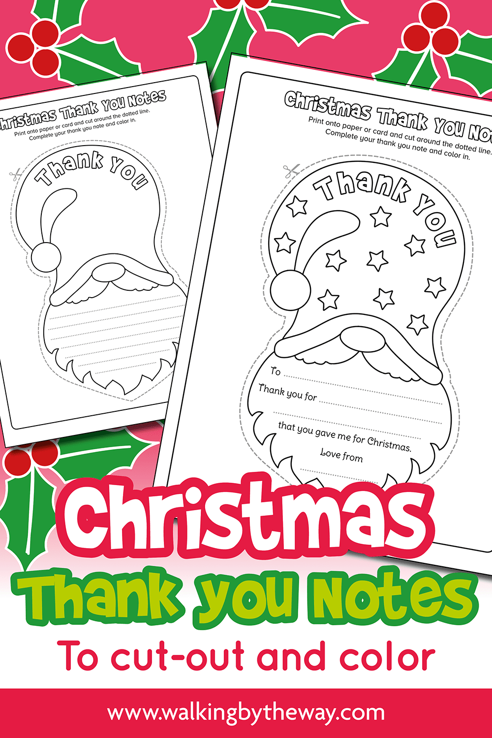 Free Printable Christmas Thank You Notes For Kids - Walkingthe Way regarding Christmas Thank You Cards Printable Free