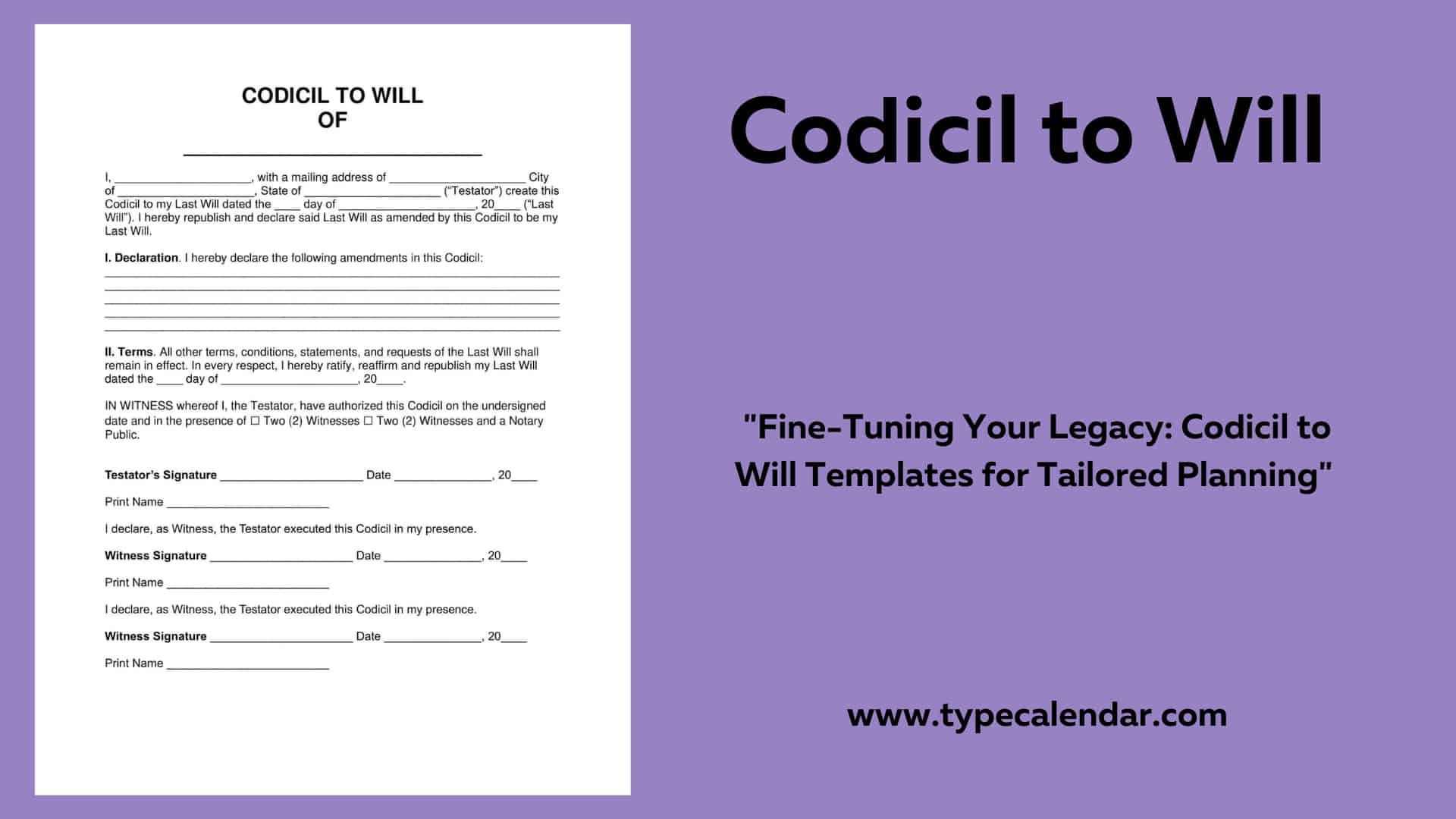 Free Printable Codicil To Will Templates [Pdf, Word] Form in Free Printable Codicil Form