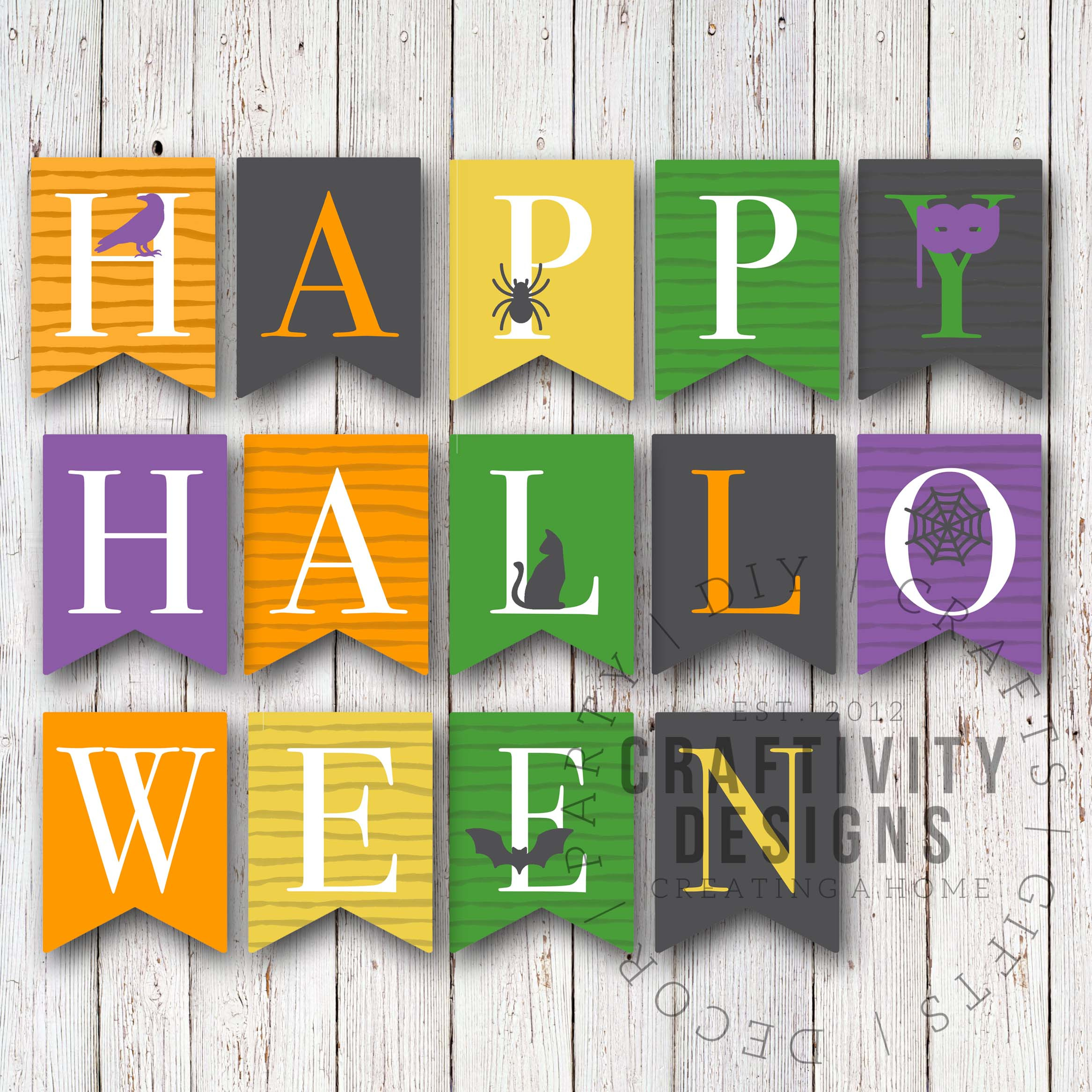 Free Printable Colorful Halloween Banner - Unoriginal Mom in Free Printable Halloween Banner