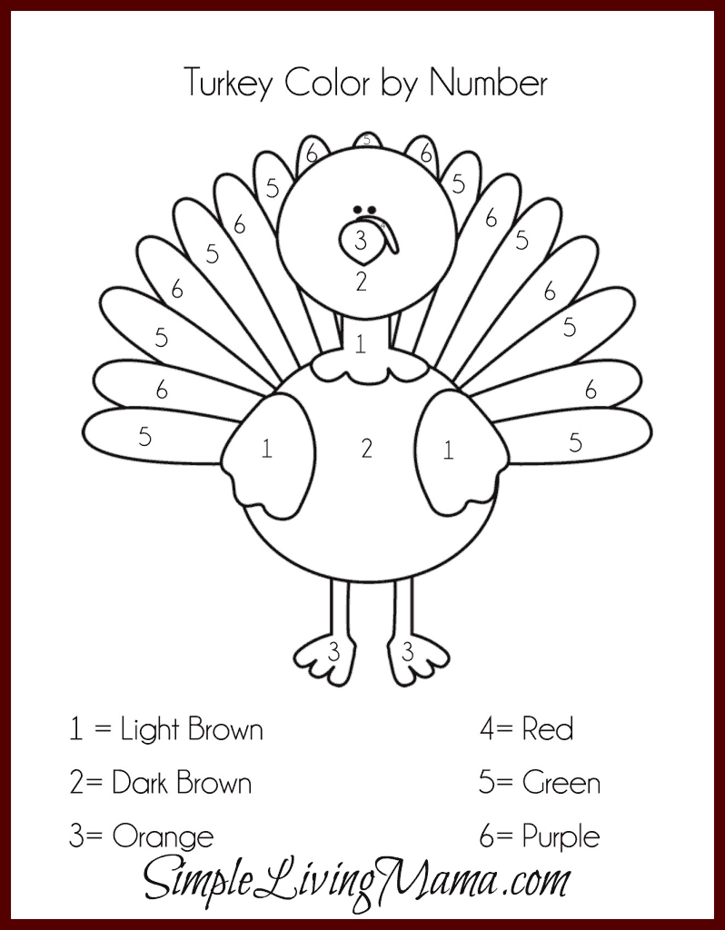Free Printable Colornumber Turkey + Thanksgiving Activities within Free Printable Thanksgiving Activities For Preschoolers