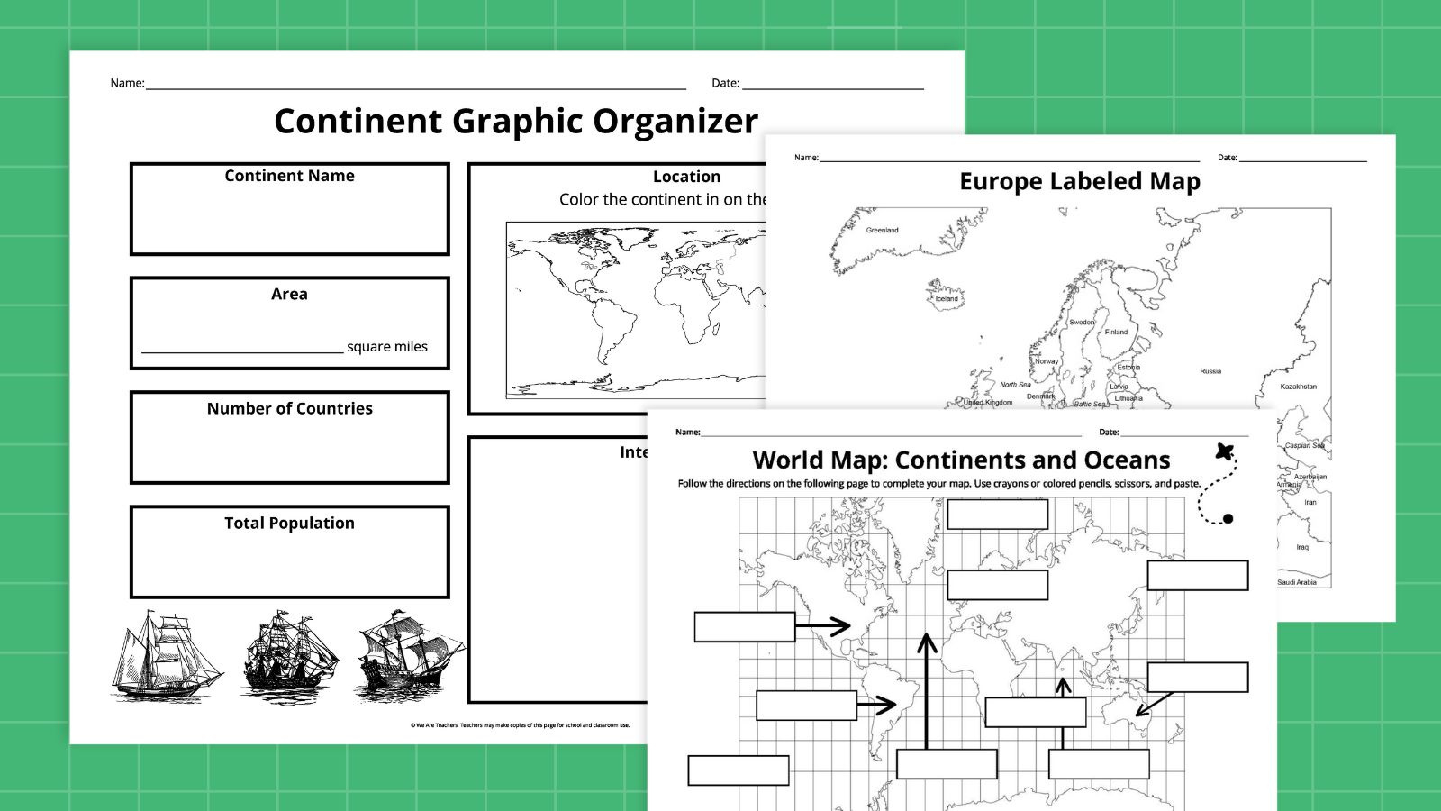 Free Printable Continents And Oceans Map Bundle in Free Printable Map Of Continents And Oceans