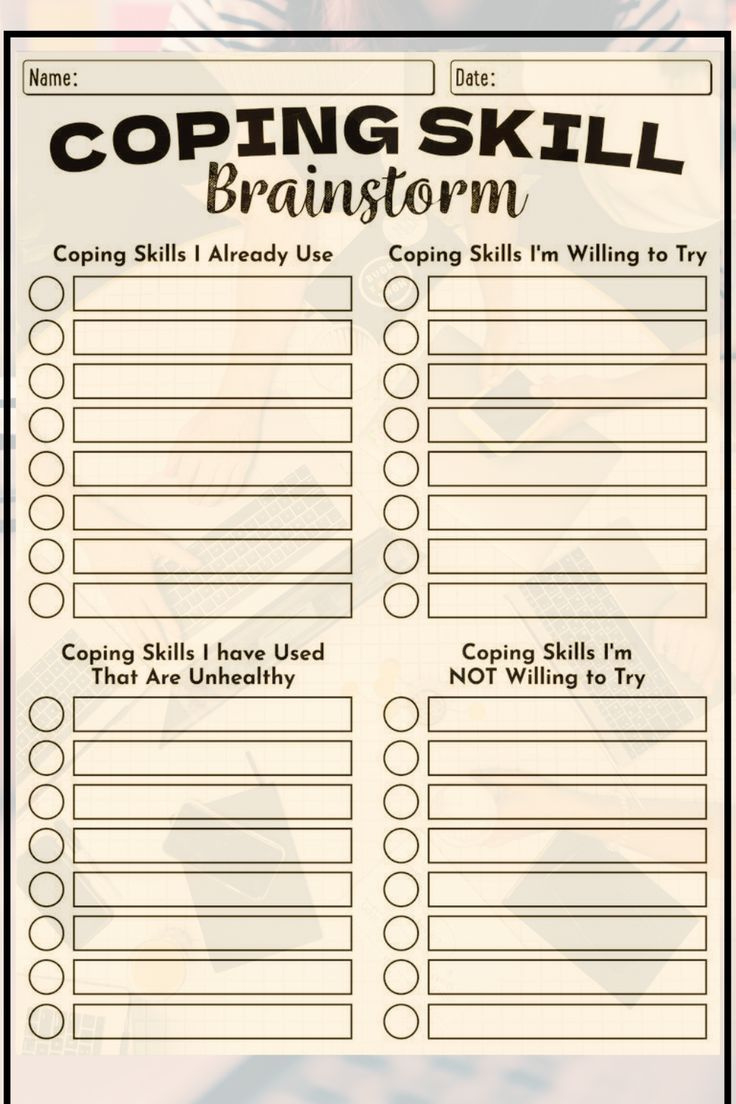 Free Printable Coping Skills Worksheets For Adults for Free Printable Coping Skills Worksheets For Adults