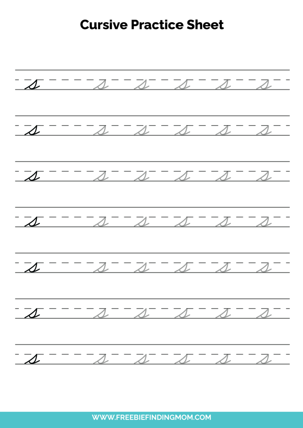 Free Printable Cursive Alphabet Practice Sheets: Lowercase S throughout Cursive Letters Worksheet Printable Free
