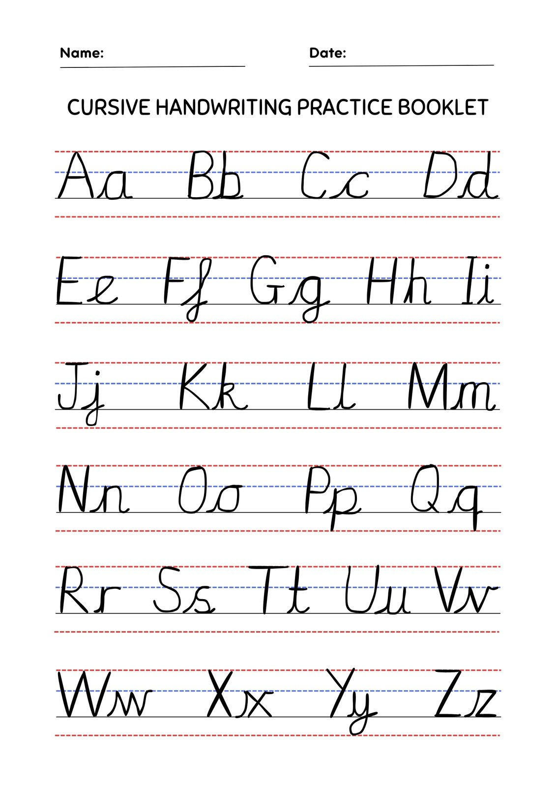 Free Printable Cursive Writing Worksheet Templates | Canva with regard to Free Printable Script Writing Worksheets