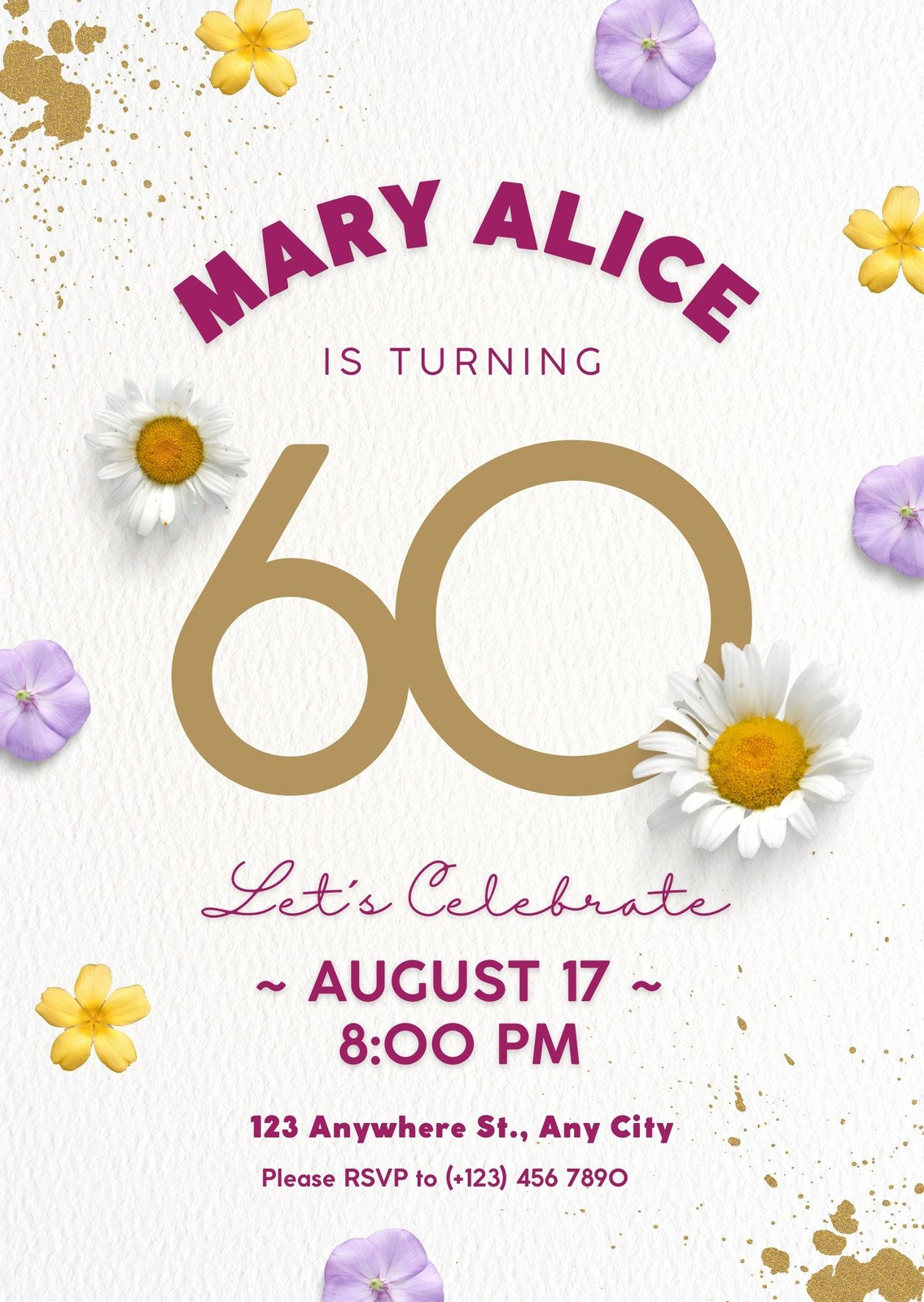 Free, Printable Custom 60Th Birthday Invitation Templates | Canva inside Free Printable Surprise 60Th Birthday Invitations