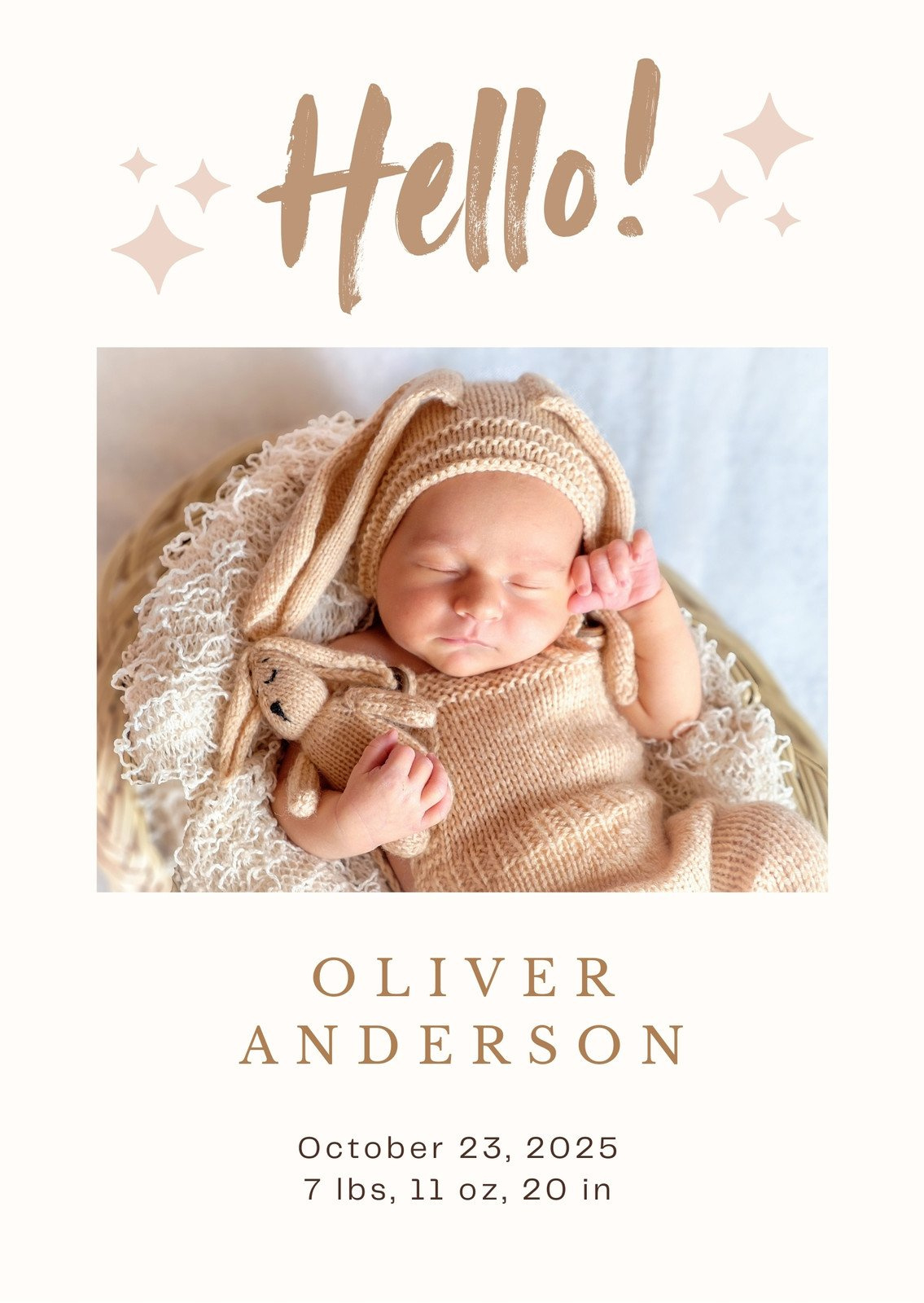 Free, Printable, Customizable Birth Announcement Templates | Canva intended for Free Printable Baby Announcement Templates