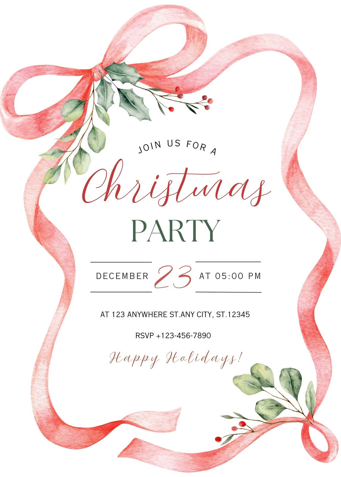 Free, Printable, Customizable Christmas Invitation Templates | Canva in Free Printable Christmas Invitations