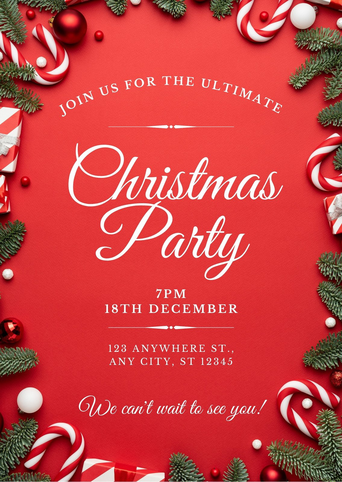 Free, Printable, Customizable Christmas Invitation Templates intended for Christmas Party Invitation Templates Free Printable