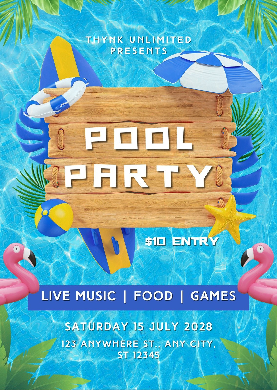 Free Printable, Customizable Pool Party Invitation Templates | Canva throughout Free Printable Pool Party Birthday Invitations