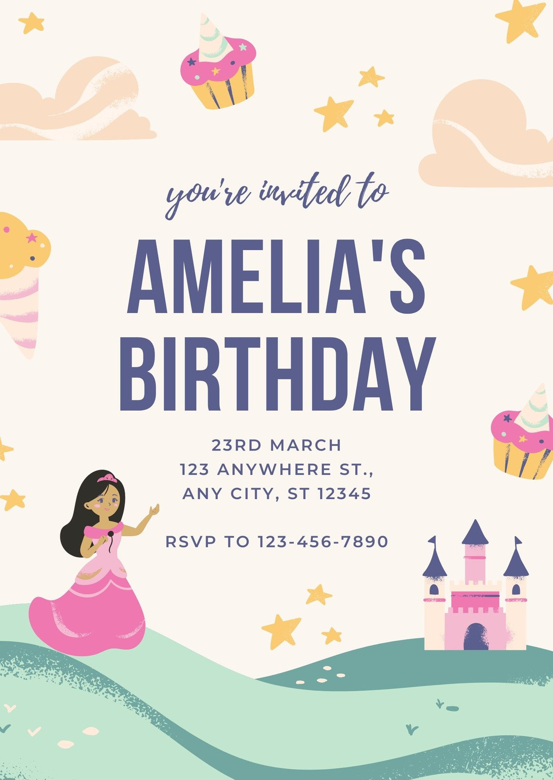 Free, Printable, Customizable Princess Invitation Templates | Canva inside Free Printable Princess Invitations