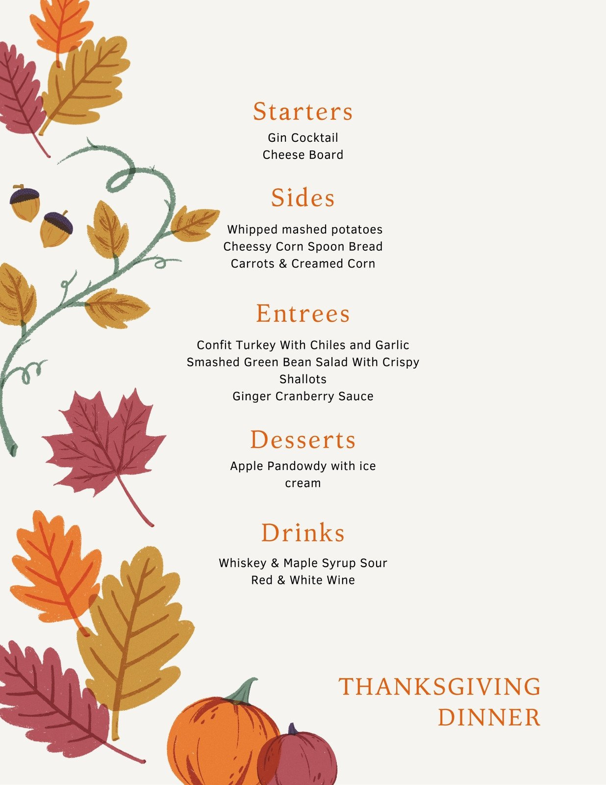 Free Printable, Customizable Thanksgiving Menu Templates | Canva with Free Printable Thanksgiving Menu Template