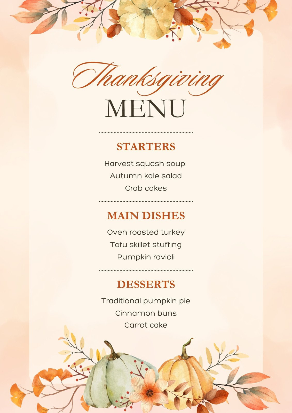 Free Printable, Customizable Thanksgiving Menu Templates | Canva within Free Printable Thanksgiving Menu Template