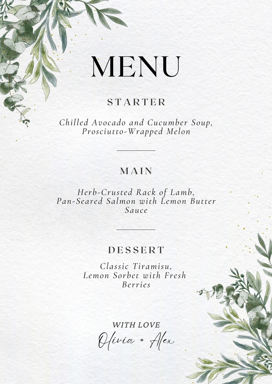Free Printable, Customizable Wedding Menu Templates | Canva in Free Printable Dinner Party Menu Template