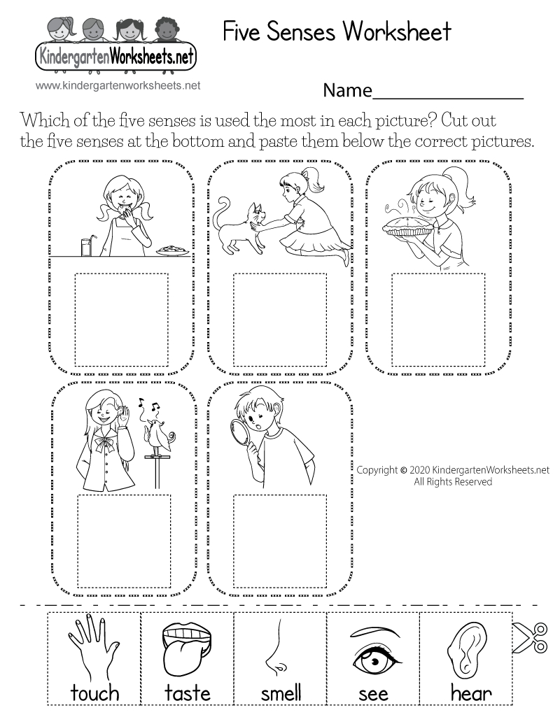 Free Printable Cut-And-Paste Five Senses Worksheet in Free Printable Worksheets Kindergarten Five Senses
