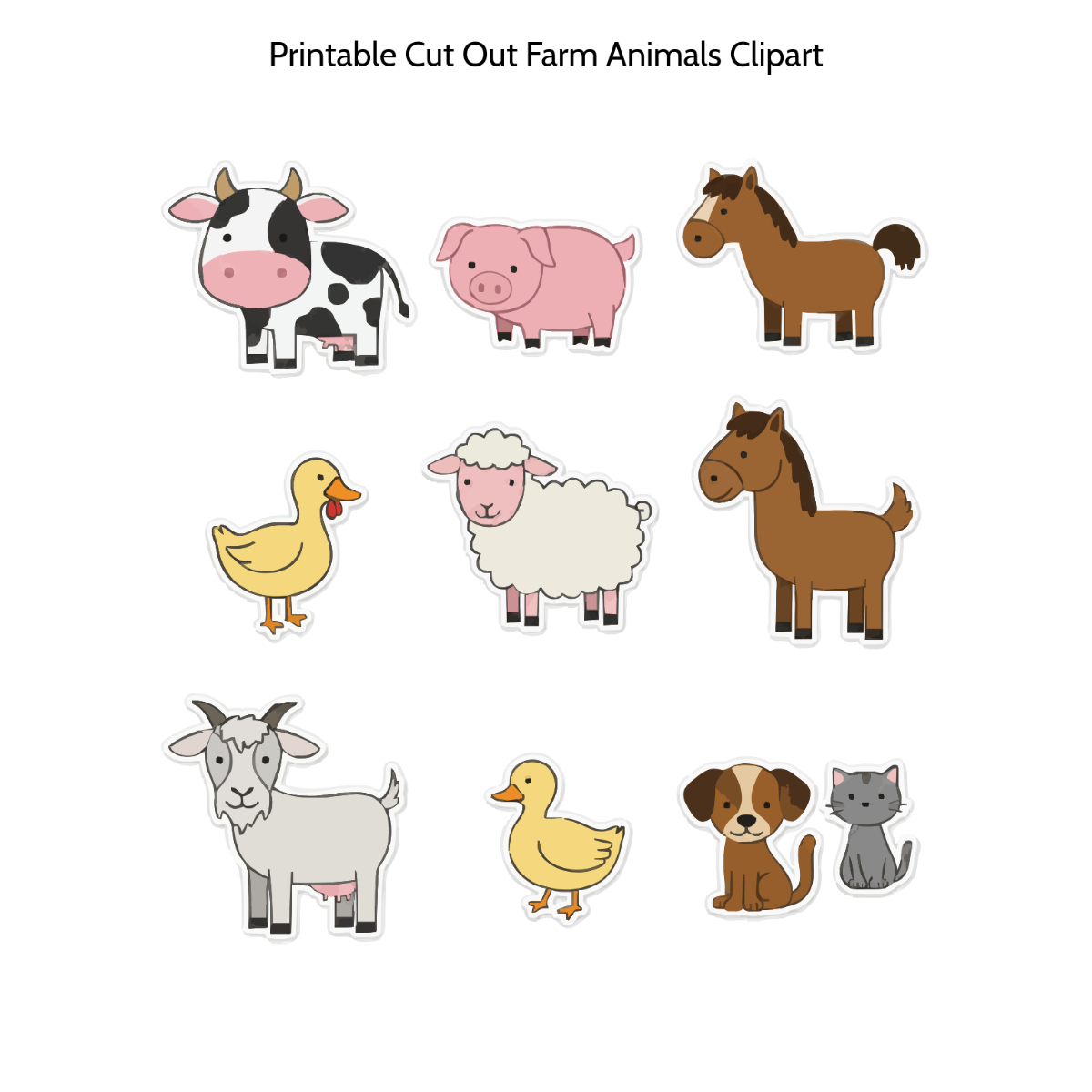 Free Printable Cut Out Farm Animals Clipart Template To Edit Online inside Free Printable Farm Animal Clipart