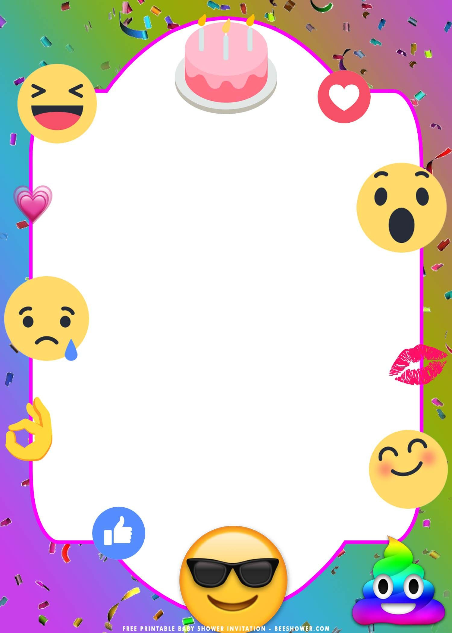 Free Printable) - Cute Emoji Birthday Party Invitation Templates in Emoji Invitations Printable Free