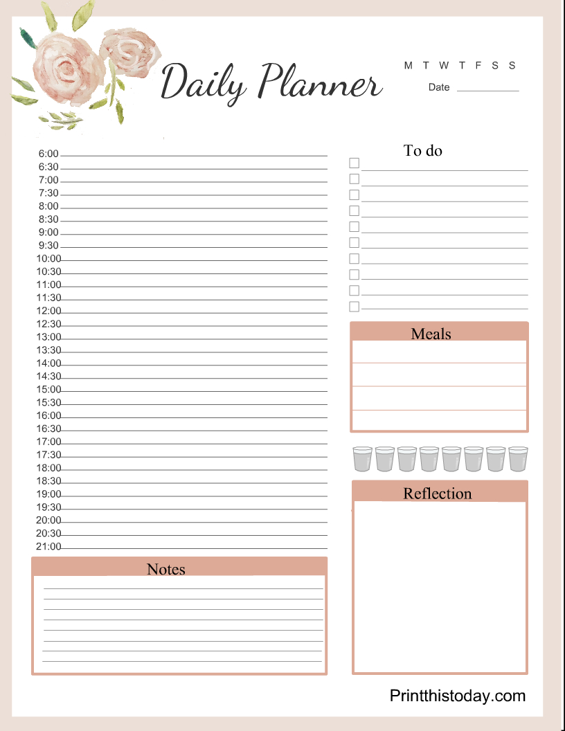Free Printable Daily Planner Pages {Templates} - Worksheets Library pertaining to Free Printable Organizer 2017