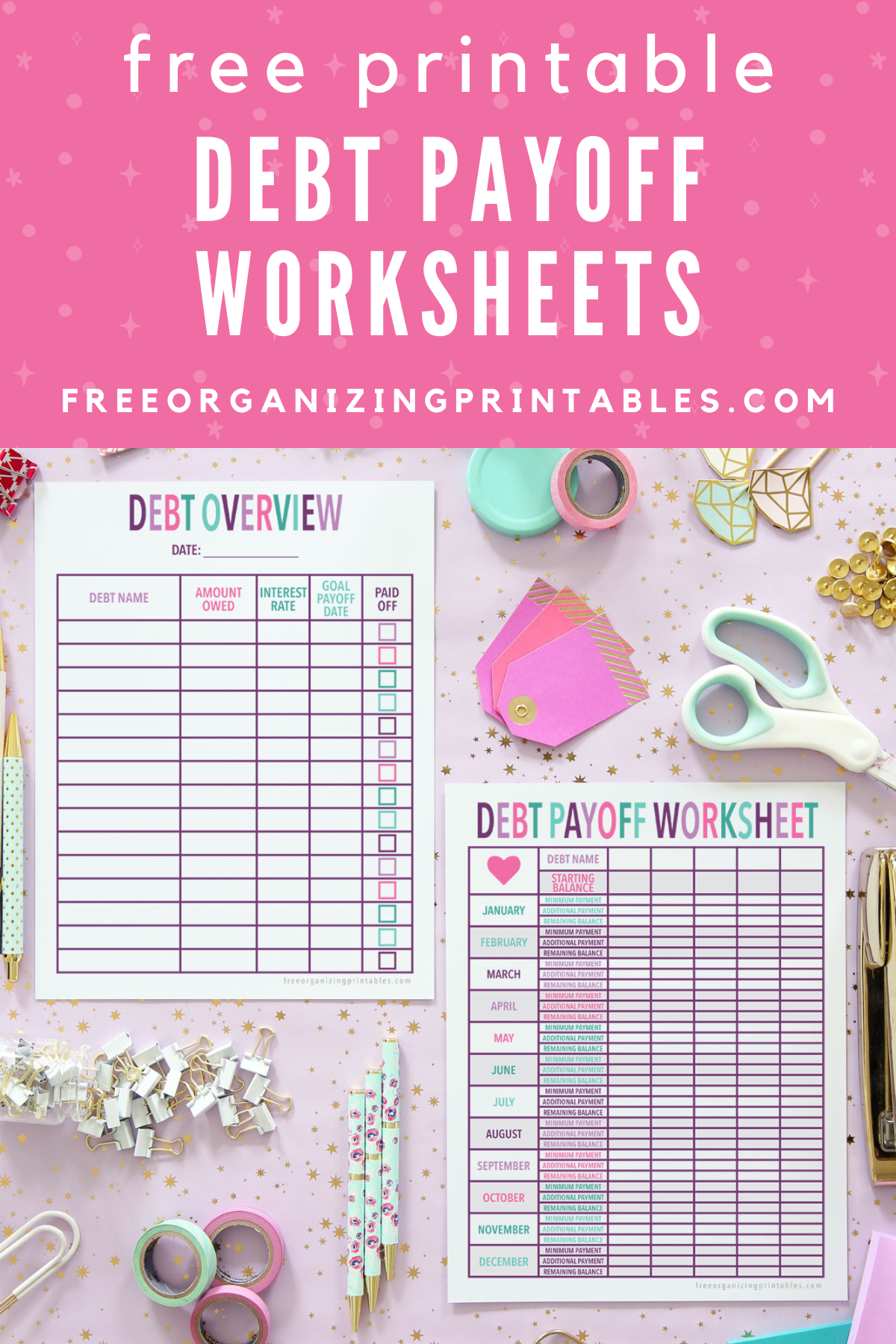 Free Printable Debt Payoff Planner | Free Organizing Printables for Free Printable Debt Payoff Worksheet