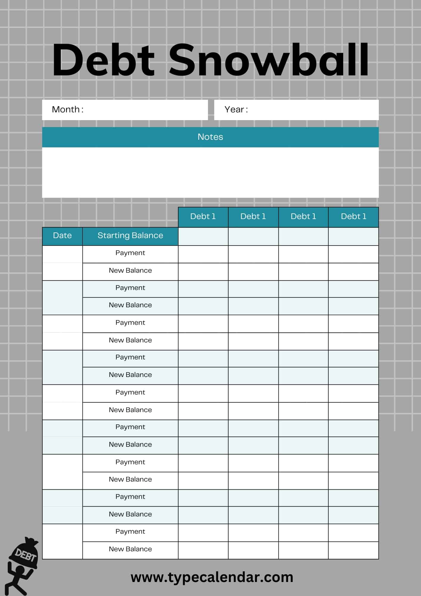 Free Printable Debt Snowball Templates [Pdf, Excel] Worksheet within Free Printable Debt Snowball Worksheet