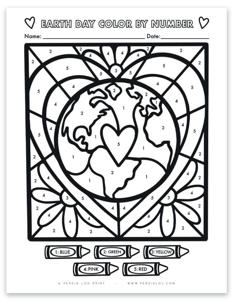 Free Printable Earth Day Colornumber Sheet intended for Free Printable Paint By Number Coloring Pages