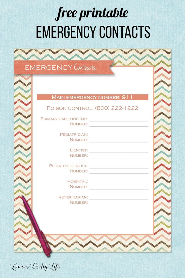 Free Printable Emergency Contacts List with Free Printable Emergency Phone List