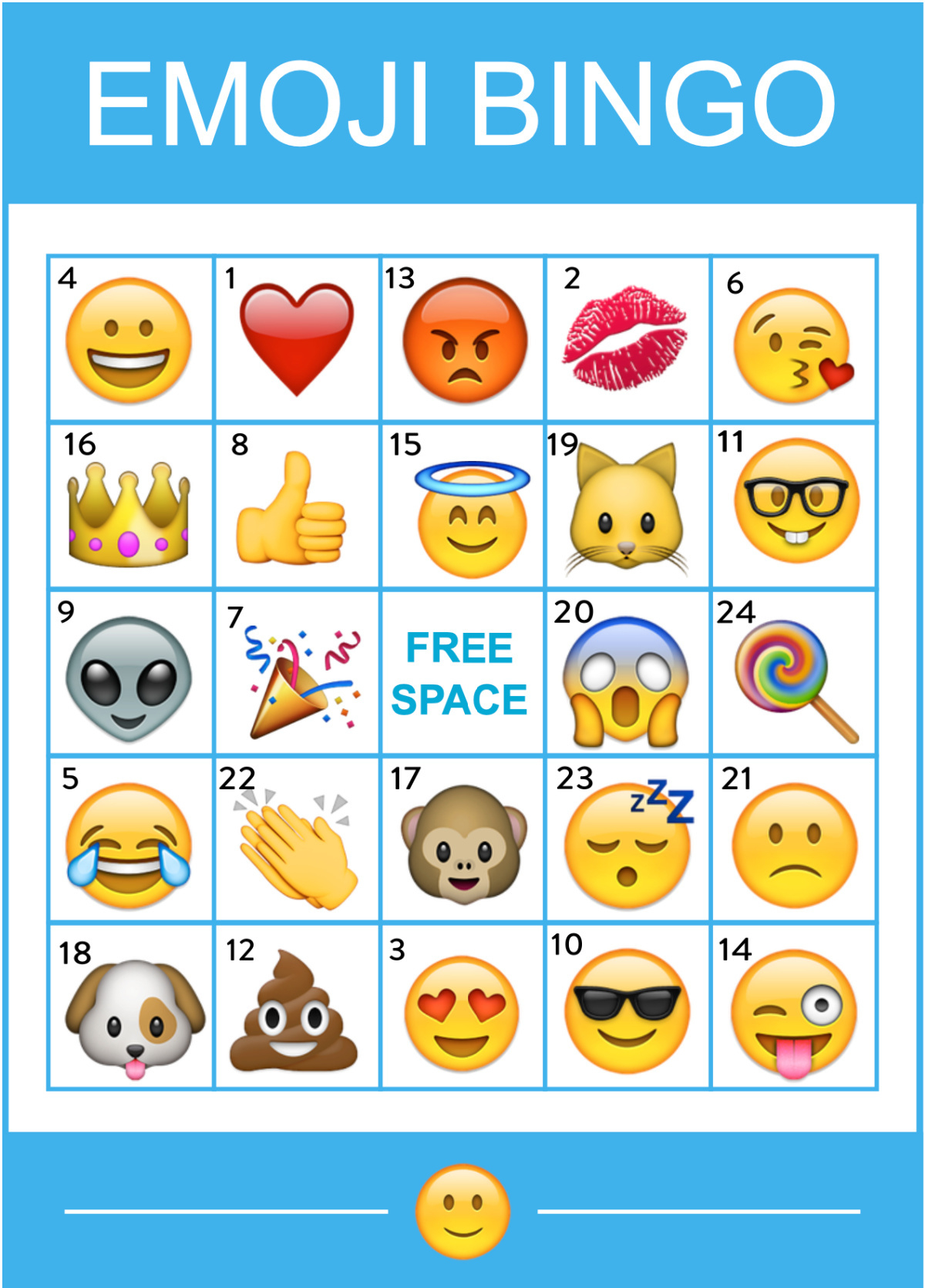 Free Printable Emoji Bingo Game throughout Free Emoji Bingo Printable