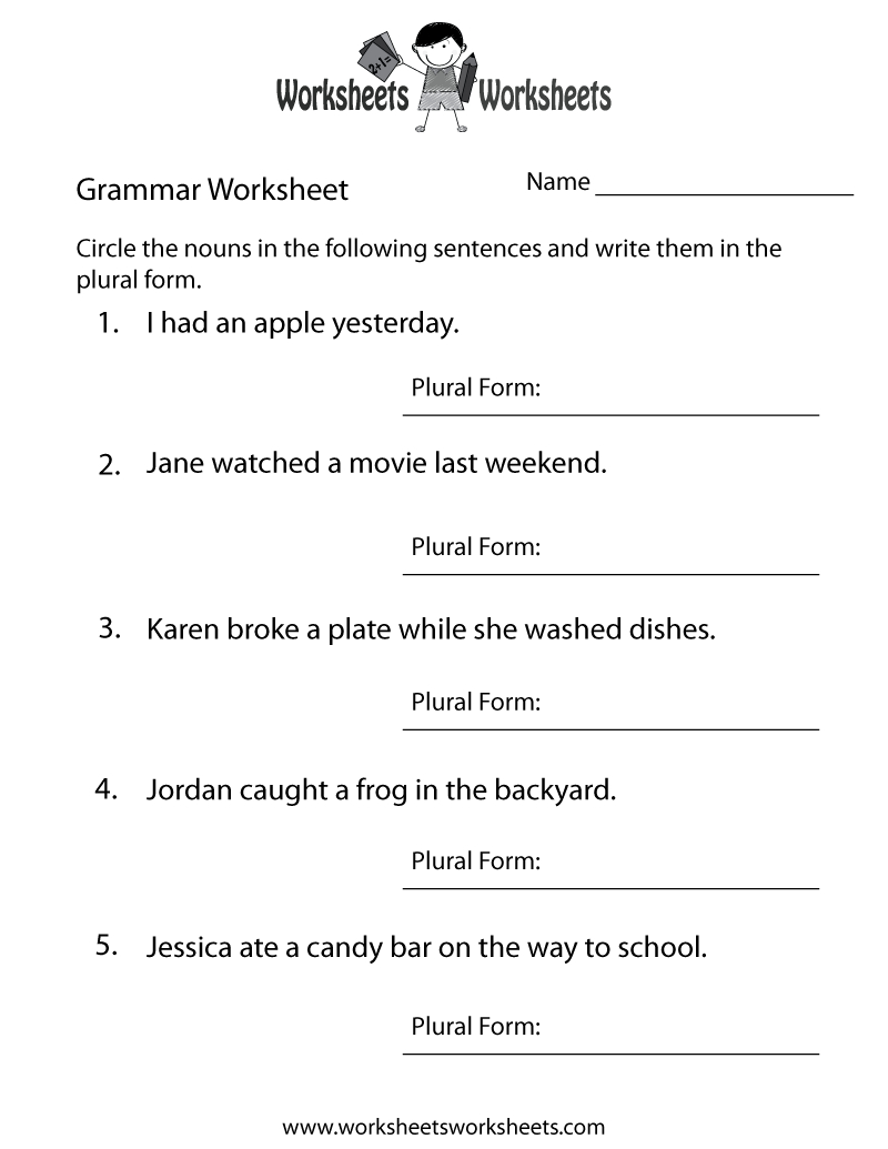 Free Printable English Grammar Worksheet - Worksheets Library within Free Printable Grammar Worksheets