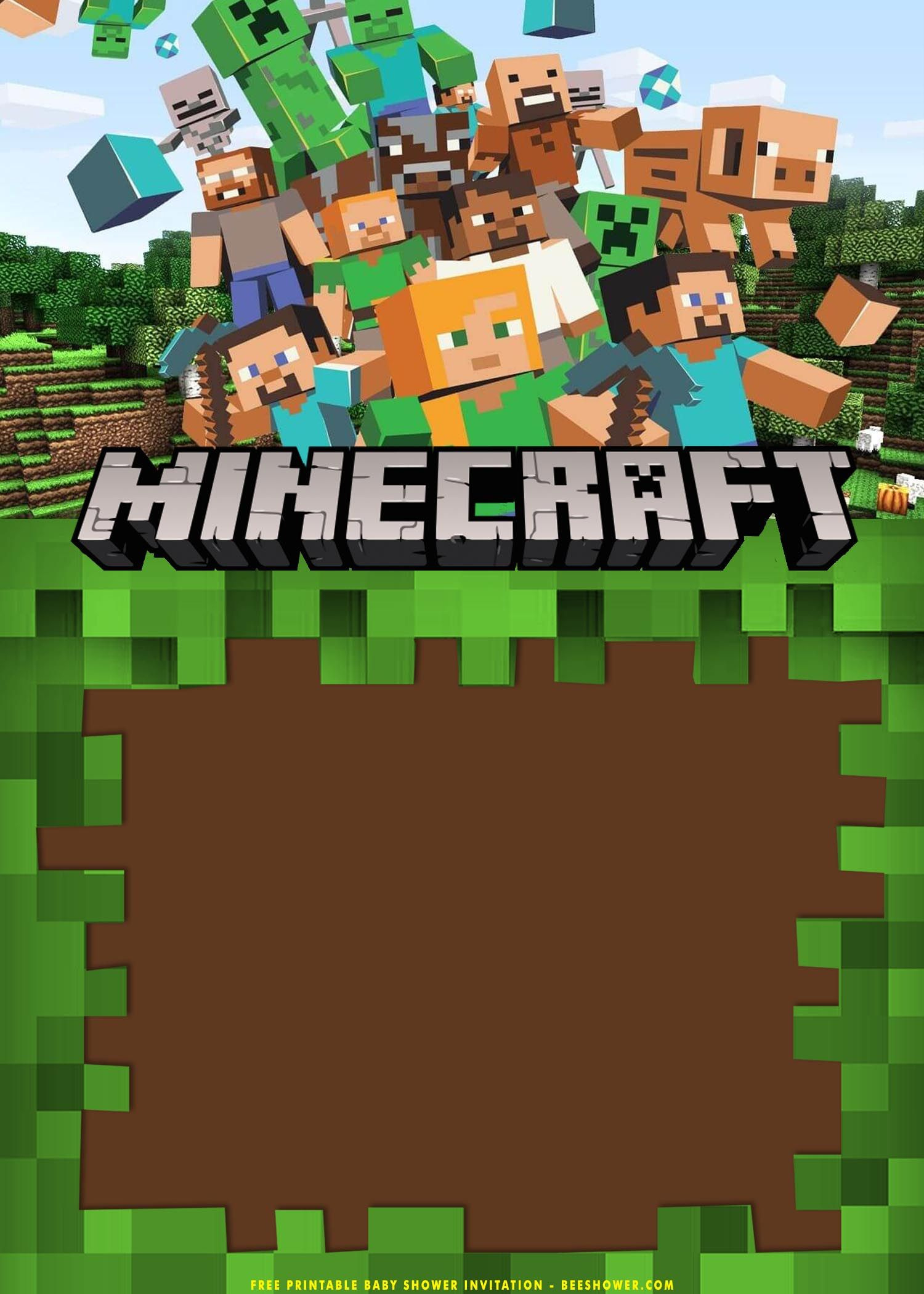 Free Printable) - Epic Minecraft Baby Shower Invitation Templates inside Free Printable Minecraft Invitations