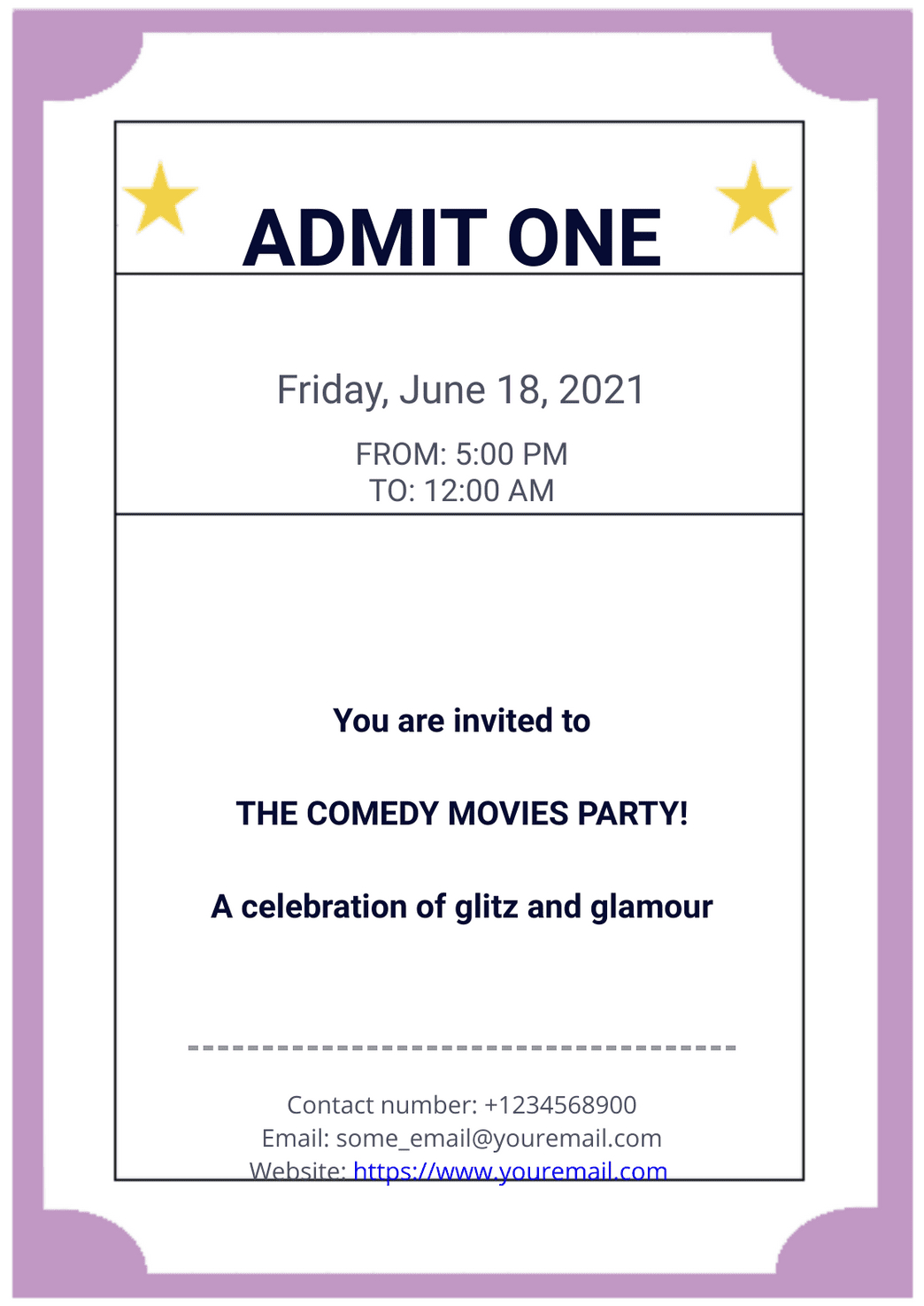 Free Printable Event Ticket Template To Customize - Worksheets Library within Free Printable Admission Ticket Template