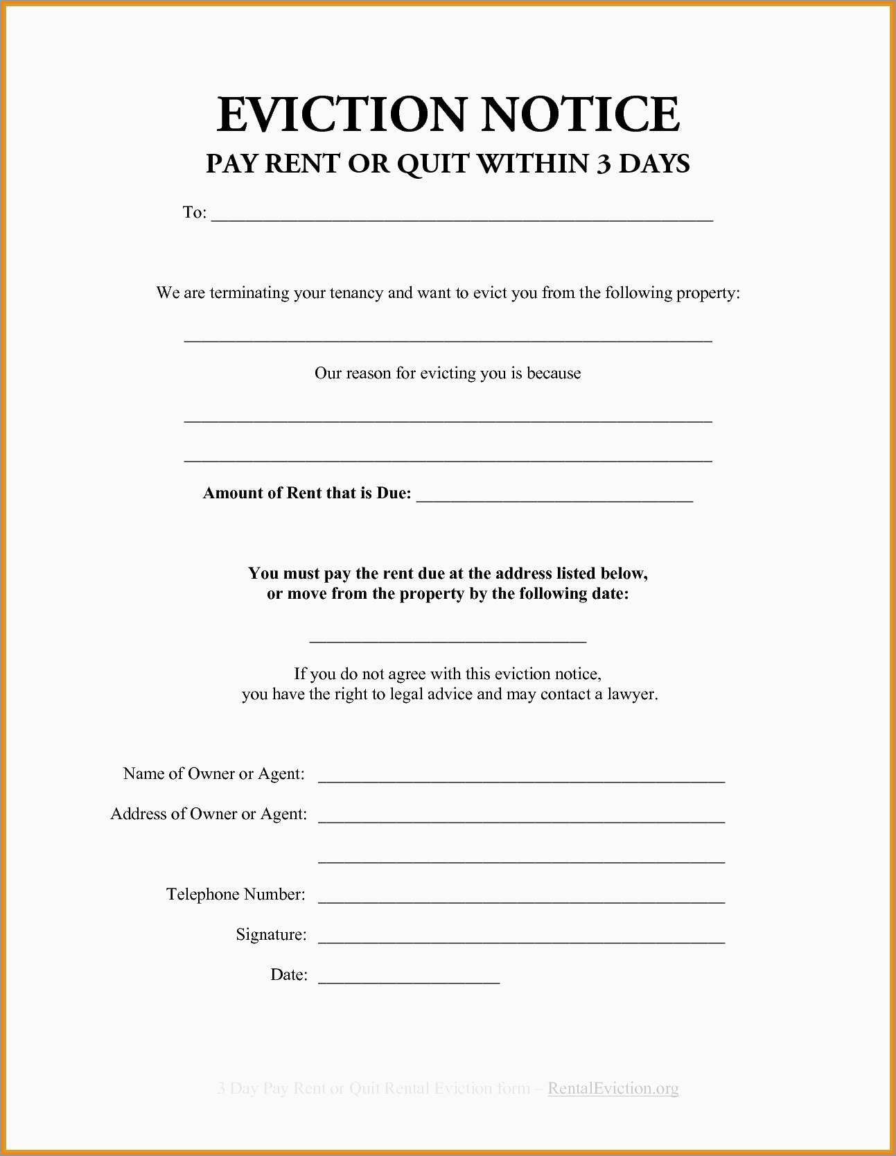 Free Printable Eviction Notice - Printable Party Favors in Free Printable Blank Eviction Notice