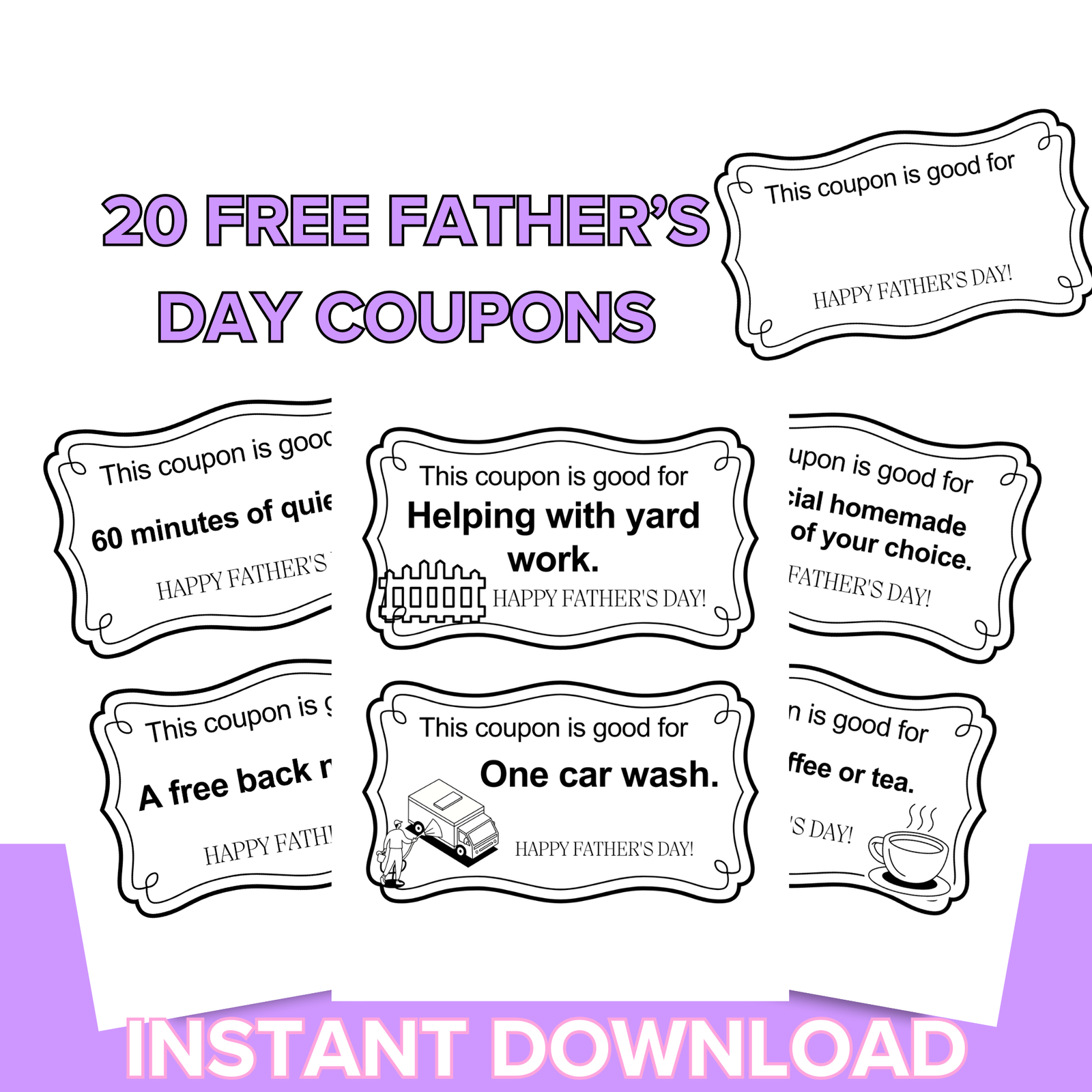 Free Printable Father&amp;#039;S Day Coupons From Kids | Learn Grow Aspire with Free Printable Coupons Without Downloads