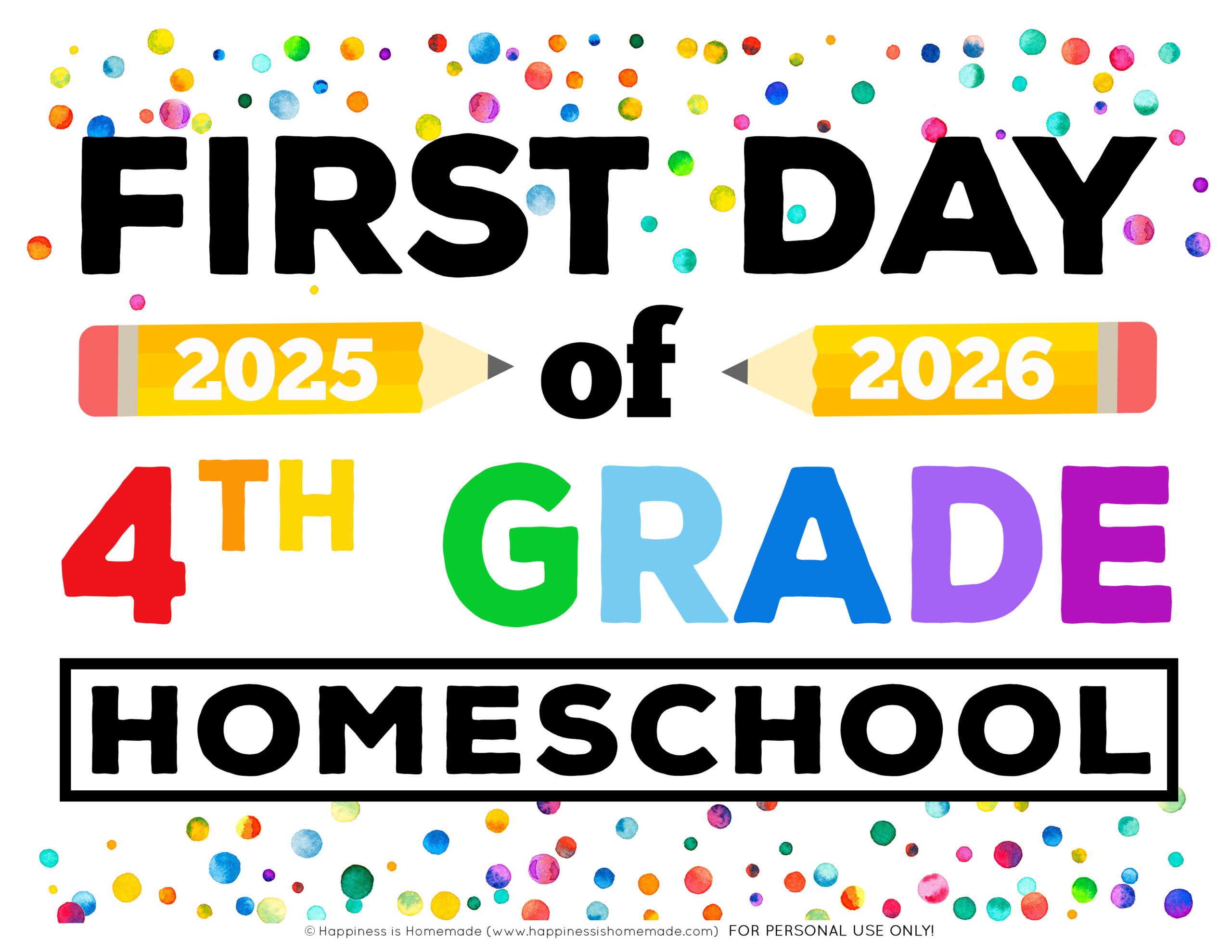 Free Printable First Day Of School Signs 2025-26 - Happiness Is in First Day Of Fourth Grade Free Printable