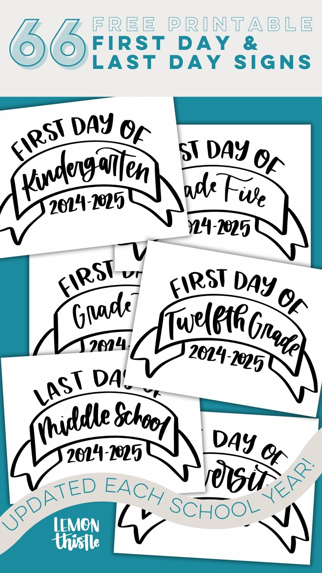 Free Printable First Day Of School Signs (And Last Day!) - Lemon in Free Printable Signs