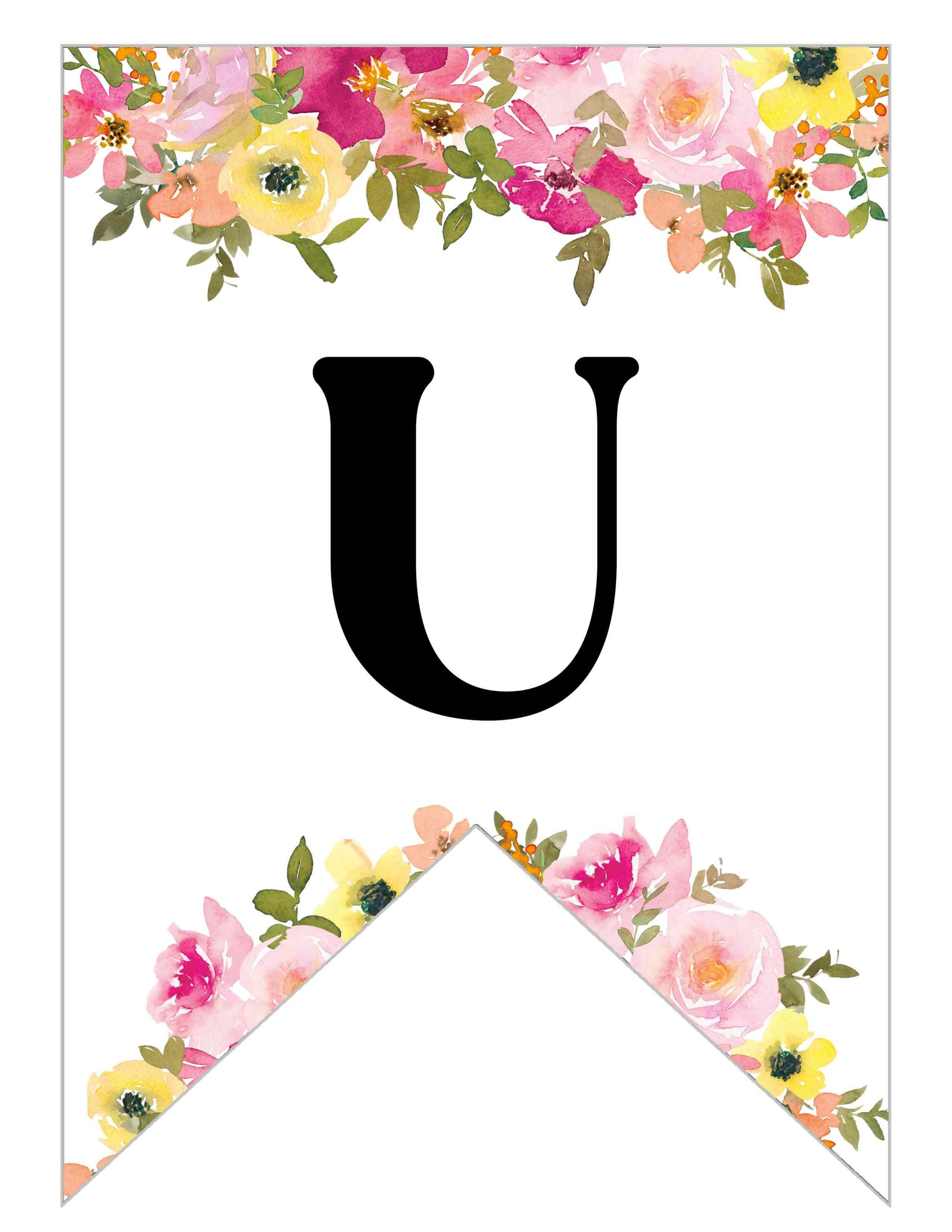 Free Printable Floral Alphabet Banner Letters - Lovely Planner inside Free Printable Wedding Banner Letters